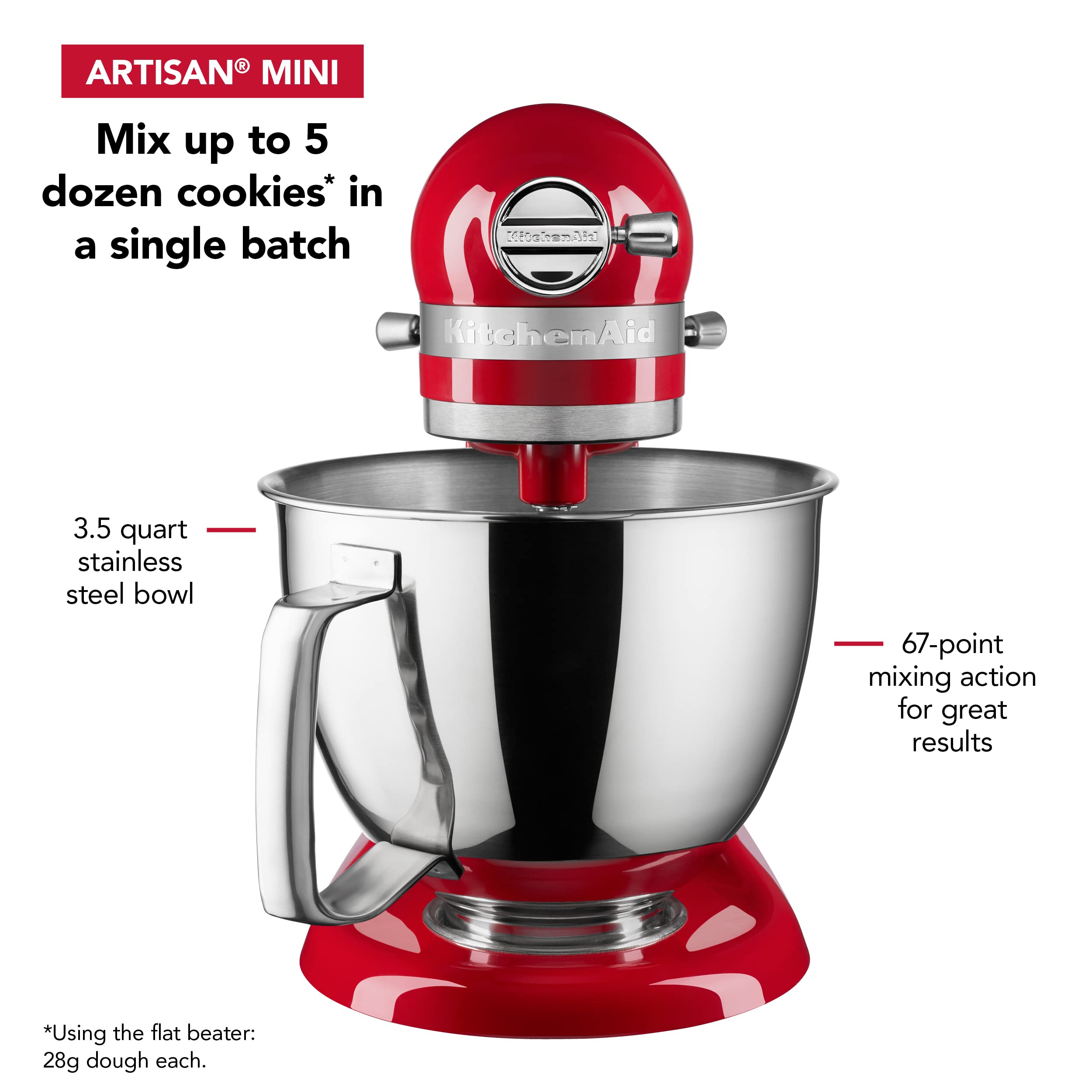 KitchenAid Artisan Mini 3.5 Quart Tilt-Head Stand Mixer - KSM3316X - Empire Red | Compact Baking Mixer for Cookies, Cakes & Dough | Perfect for Small Kitchens & Home Bakers