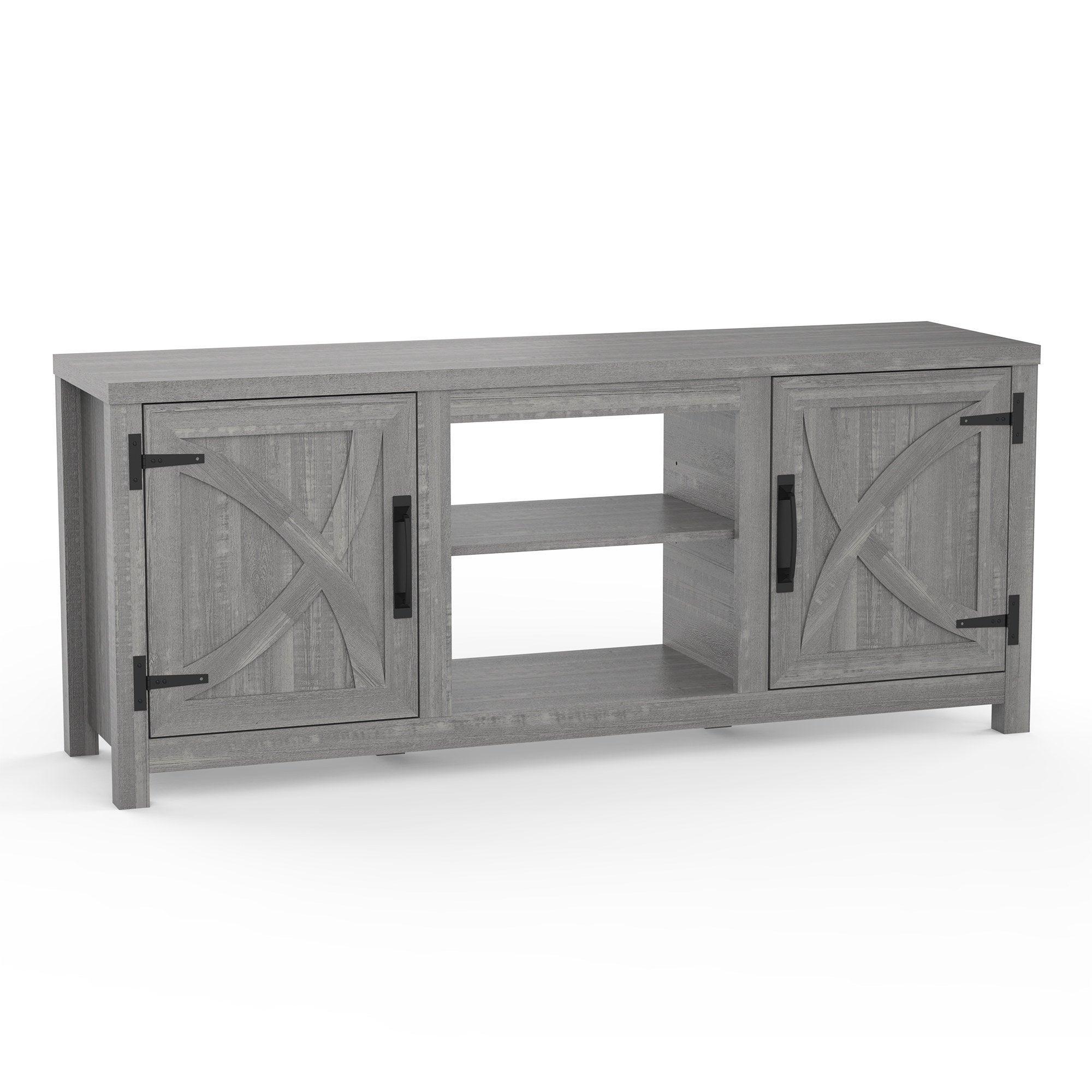 Rustic Farmhouse TV Stand for 58 Inch Flat Screen - Solid Wood Entertainment Center with Storage Cabinet - Perfect for Living Room, Home Theater & Family Room Decor