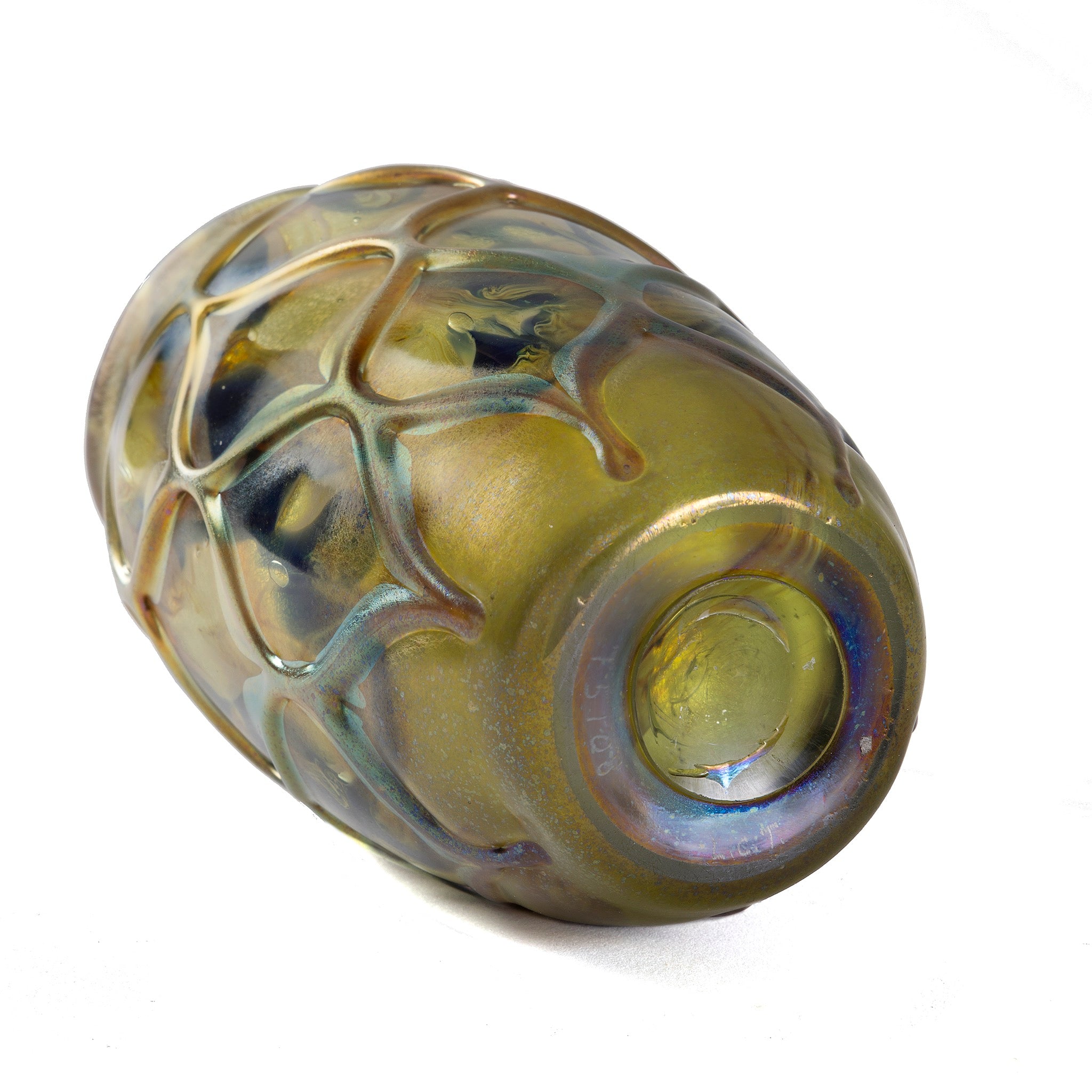 Tiffany Studios New York Decorated Beehive Paperweight Vase - Antique Glass Art for Home Decor, Office Desk & Collectible Display