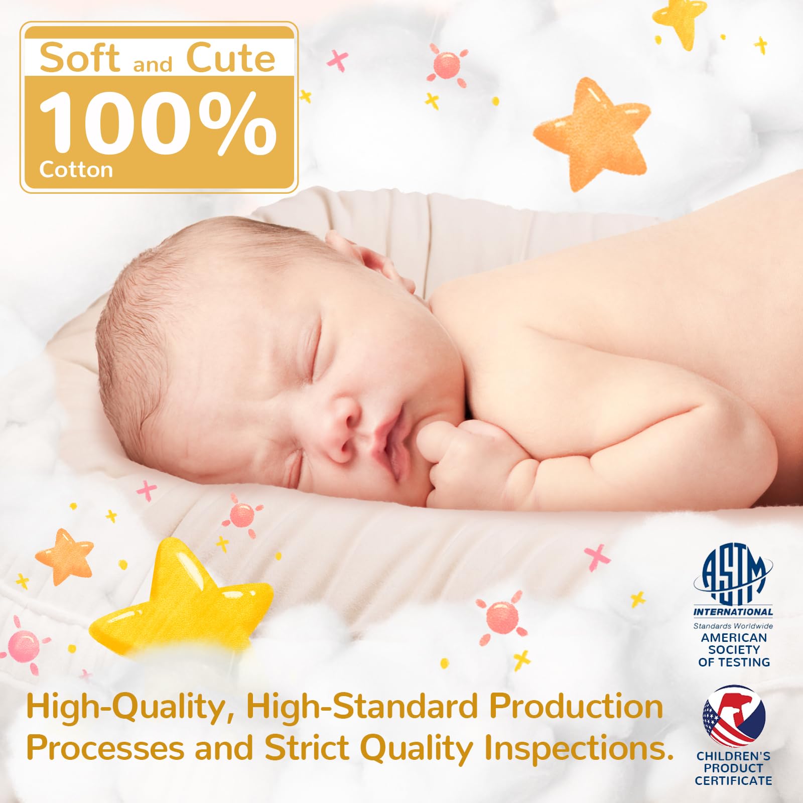 EAQ Organic Cotton Baby Lounger & Snuggle Me Lounger - Breathable Portable Baby Nest Pillow for Safe Co-Sleeping, Nursery, Travel & Playtime | Soft Infant Bassinet for Newborns, Toddlers & On-the-Go Parents