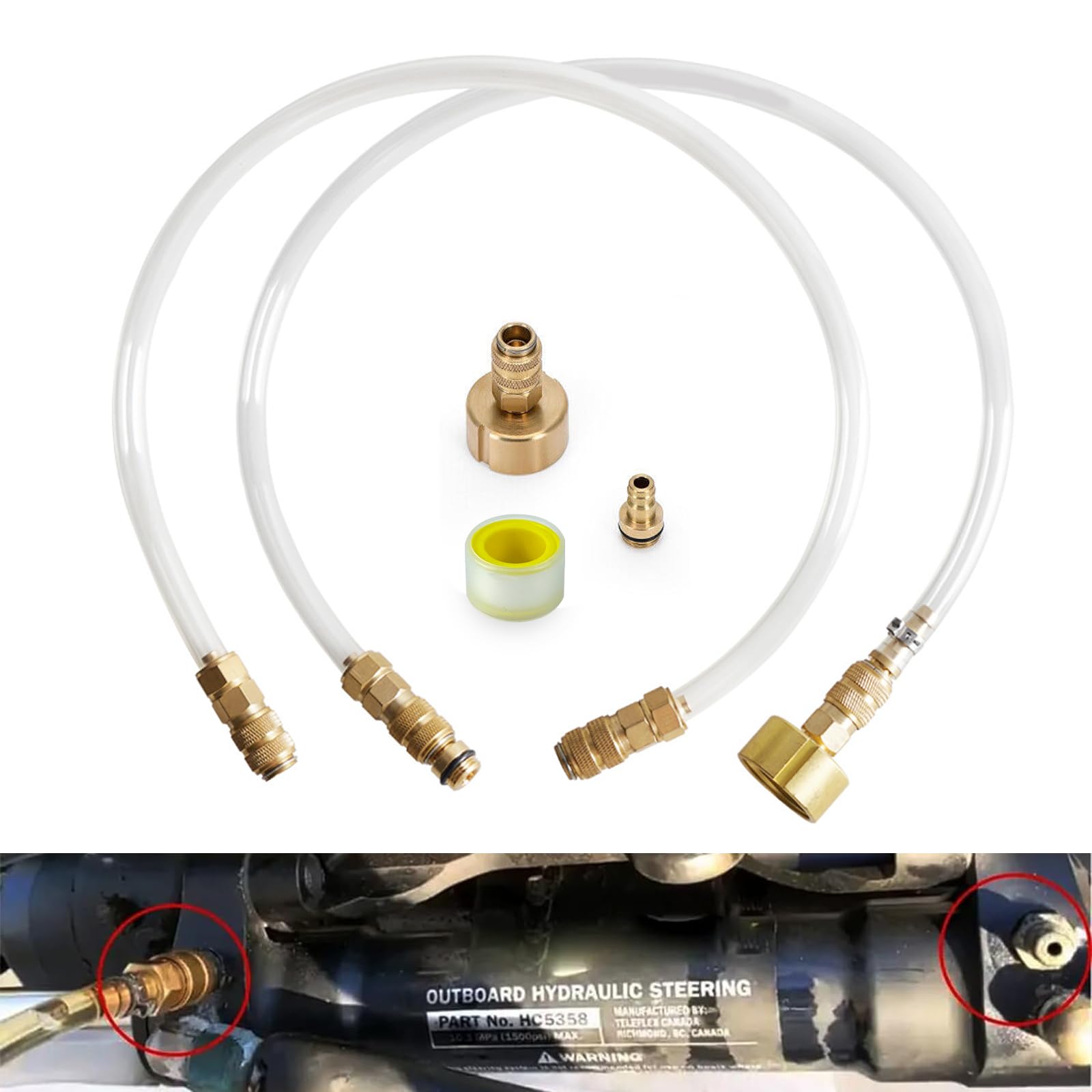 2-Piece Hydraulic Steering Bleed & Filler Kit - Compatible with Seastar, Outboard & Inboard Boats - Marine Steering System Maintenance Tool - Perfect for Boat Hydraulic System Repair and Fluid Replacement