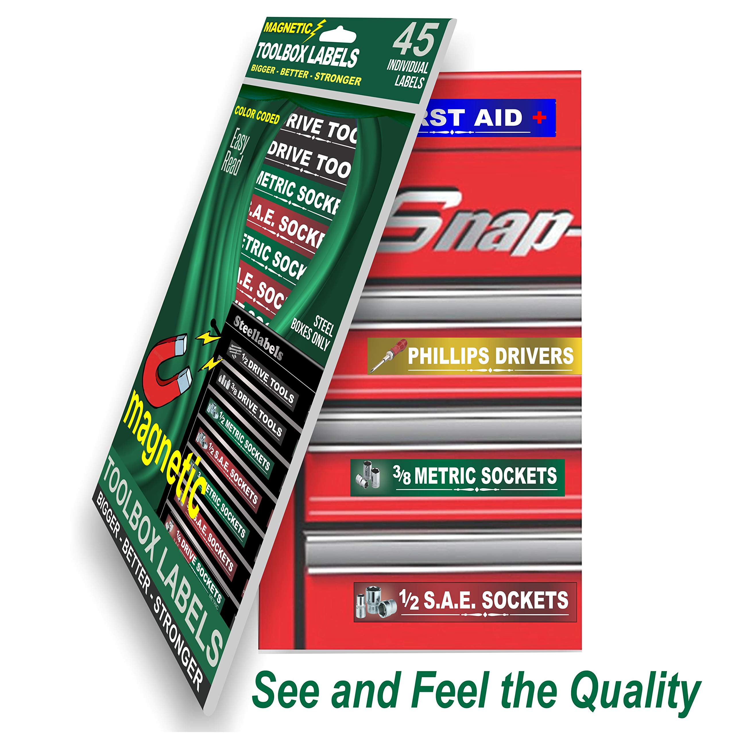 Ultimate Magnetic Toolbox Labels - Green Edition | Durable Organizer Stickers for Garage Tools & Workshop Equipment | Perfect for DIY Projects & Professional Mechanics