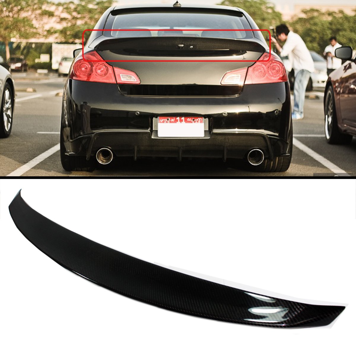 Carbon Fiber JDM Duckbill Highkick Style Rear Trunk Spoiler for 2007-2015 Infiniti G35 G37 Q40 Sedan - Enhance Style & Aerodynamics for Street Racing & Car Shows