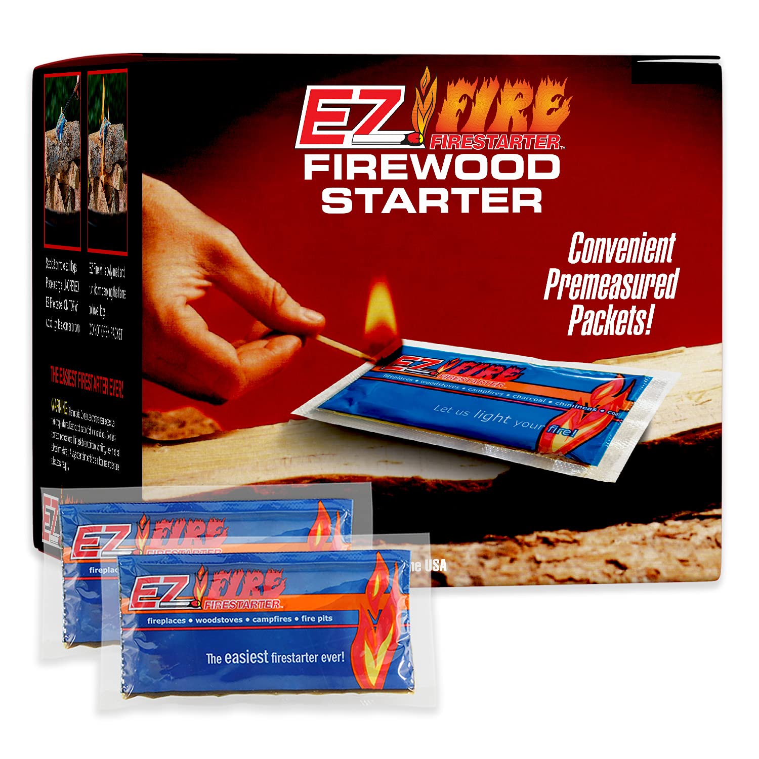All-Natural Fire Starter for Wood Stoves, Fireplaces & Camping - Waterproof, Windproof, Safe & Odorless Firelighters (40 Pack) | Perfect for Outdoor Adventures, Emergency Preparedness & Cozy Home Fires