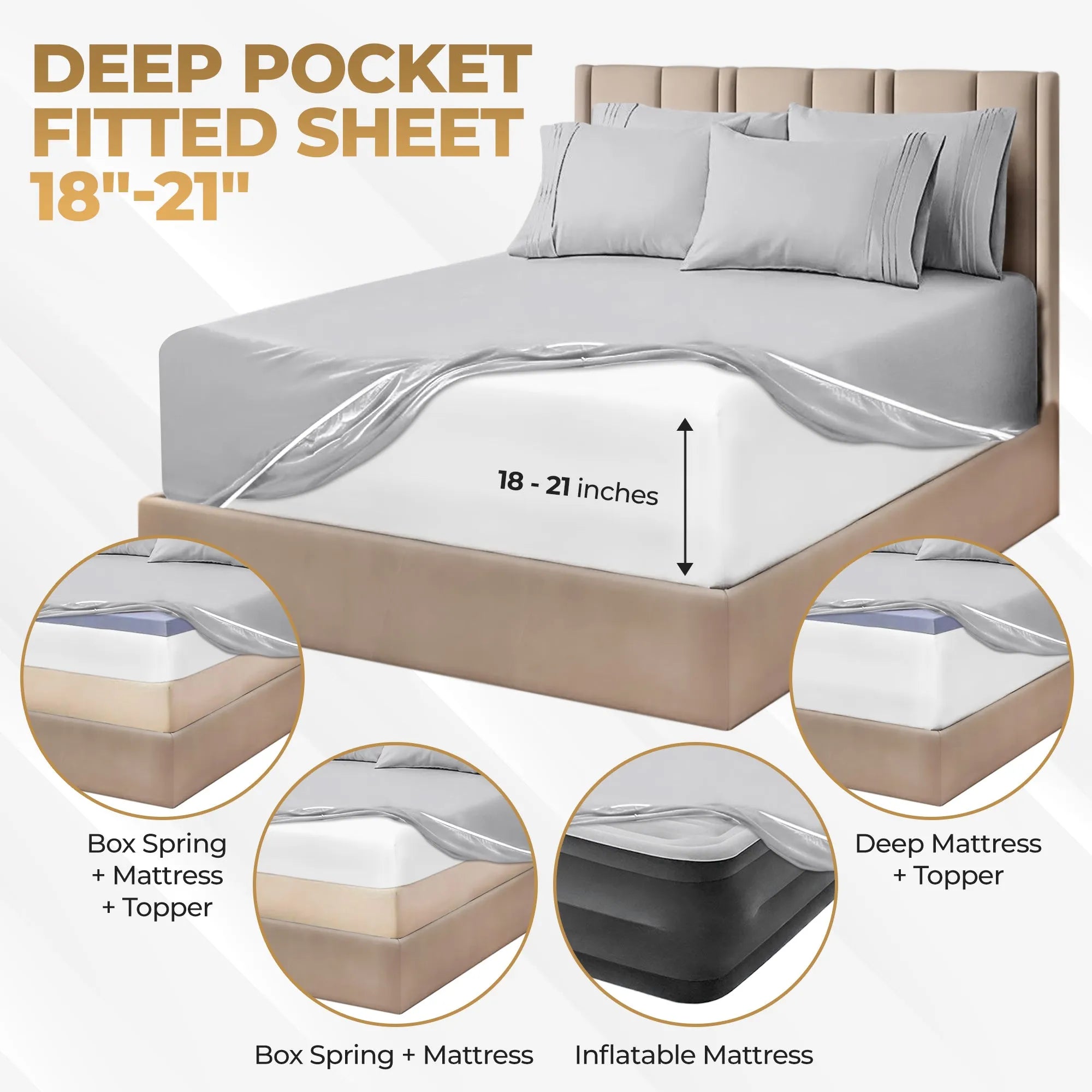 Premium 1000 Thread Count Egyptian Cotton Sheet Set - Extra Deep Pocket, Breathable & Soft for Ultimate Comfort - Perfect for Master Bedroom, Guest Room & Luxury Hotels