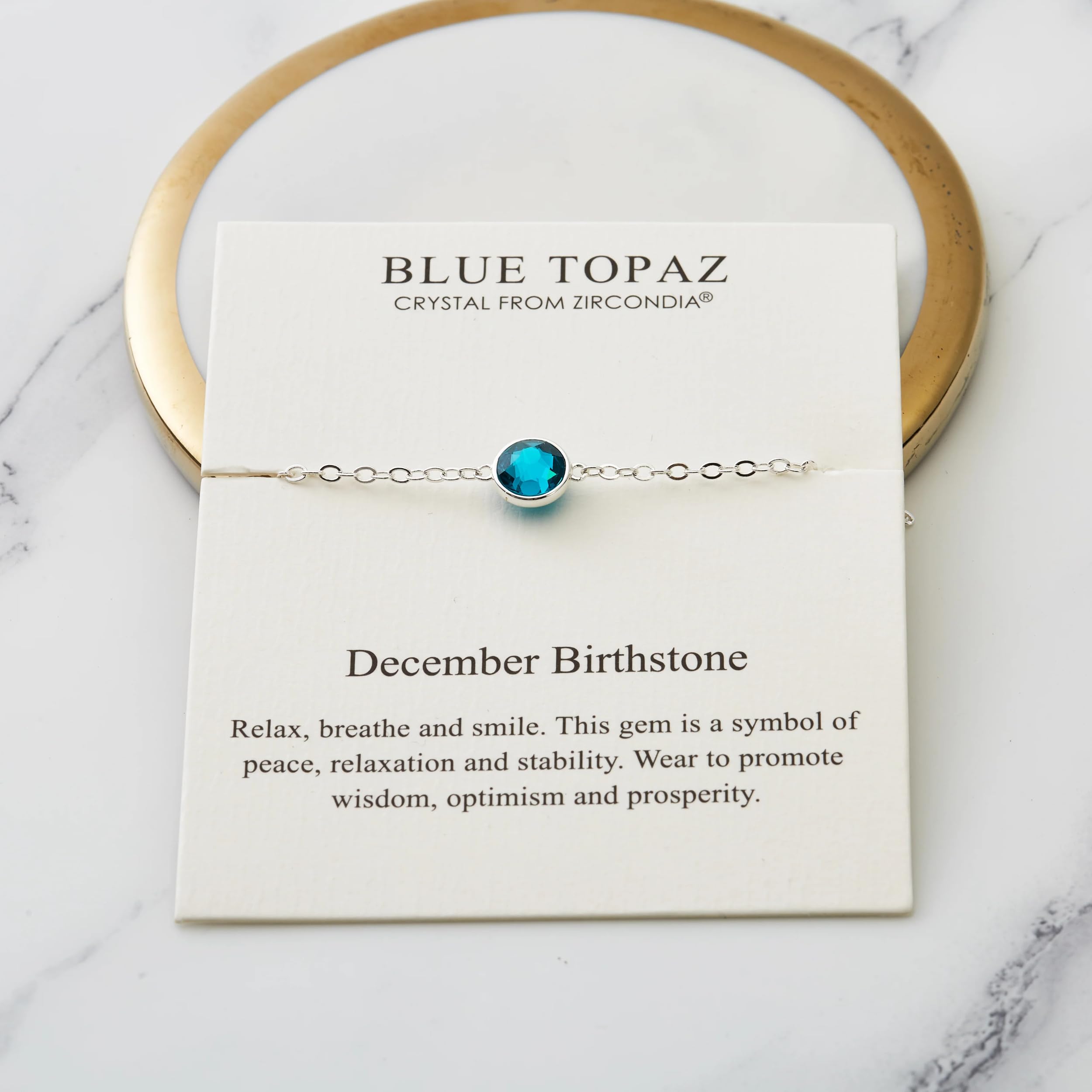 Blue Topaz Birthstone Anklet with Zircondia® Crystals - Perfect Gift for December Birthdays
