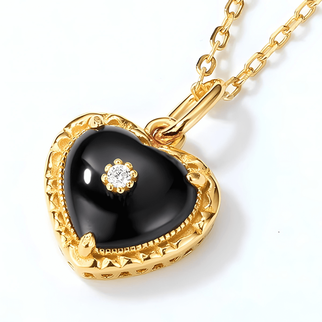 14K Gold Plated Vintage Heart Paua Shell Pendant Necklace for Women - Elegant Gift for Valentine's Day, Anniversary & Special Occasions | TB1111