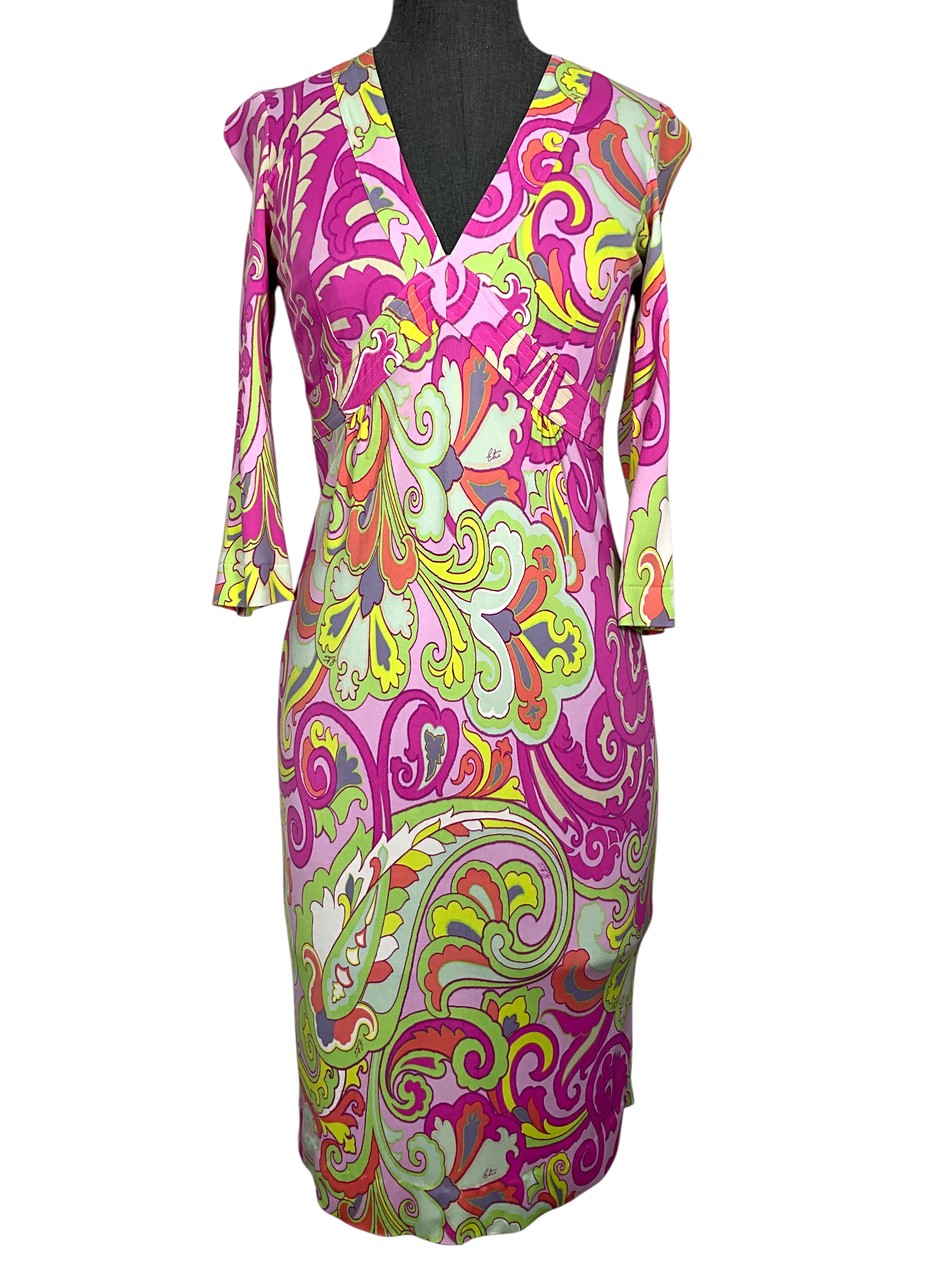 ETRO Abstract Printed Knee Length Dress - Women's Size 42 (US 12) | Elegant Floral Pattern Formal & Casual Wear for Parties, Weddings & Office