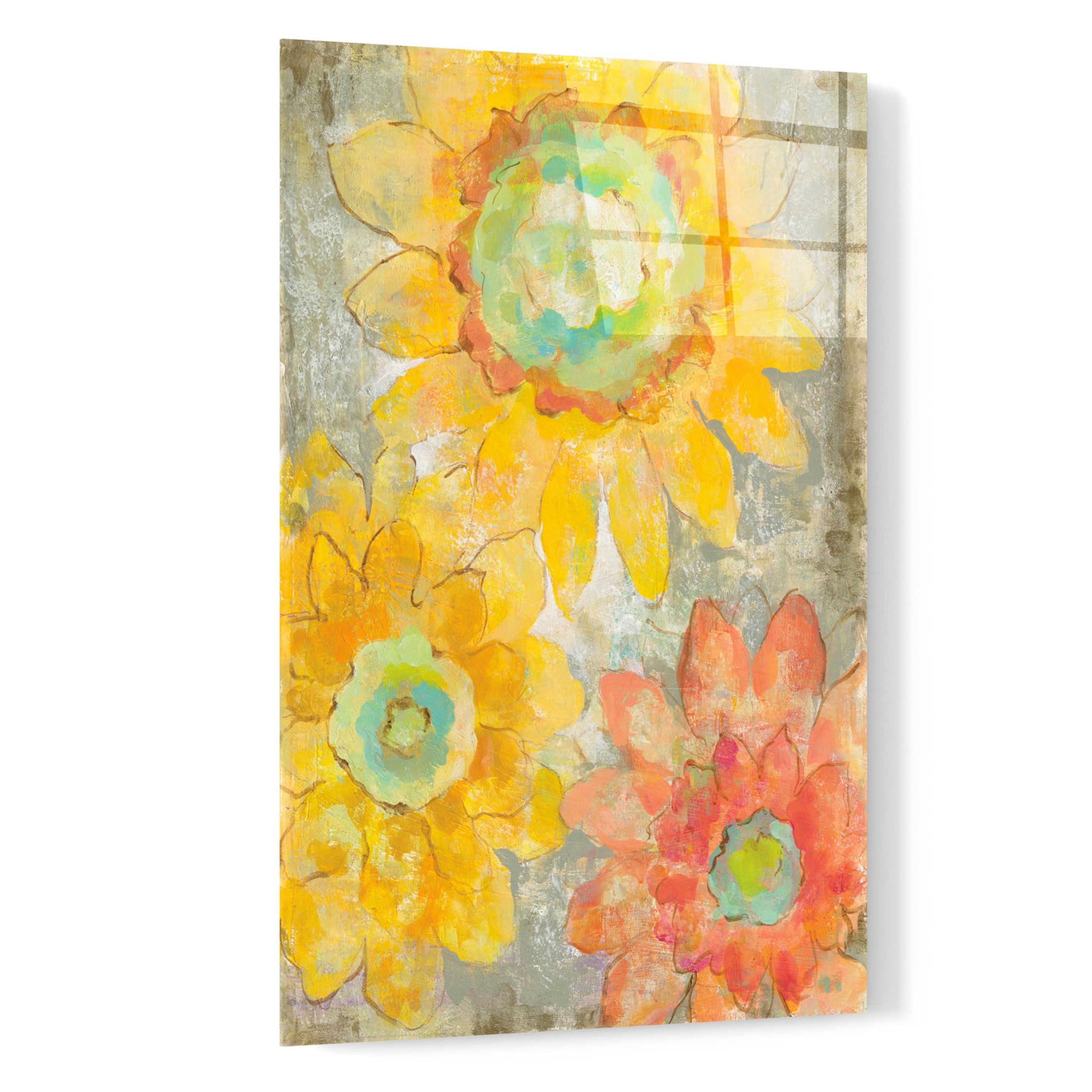 Venezia Fiori I Acrylic Glass Wall Art by Silvia Vassileva - 16x24 Inches Modern Floral Painting for Living Room, Bedroom & Office Decor