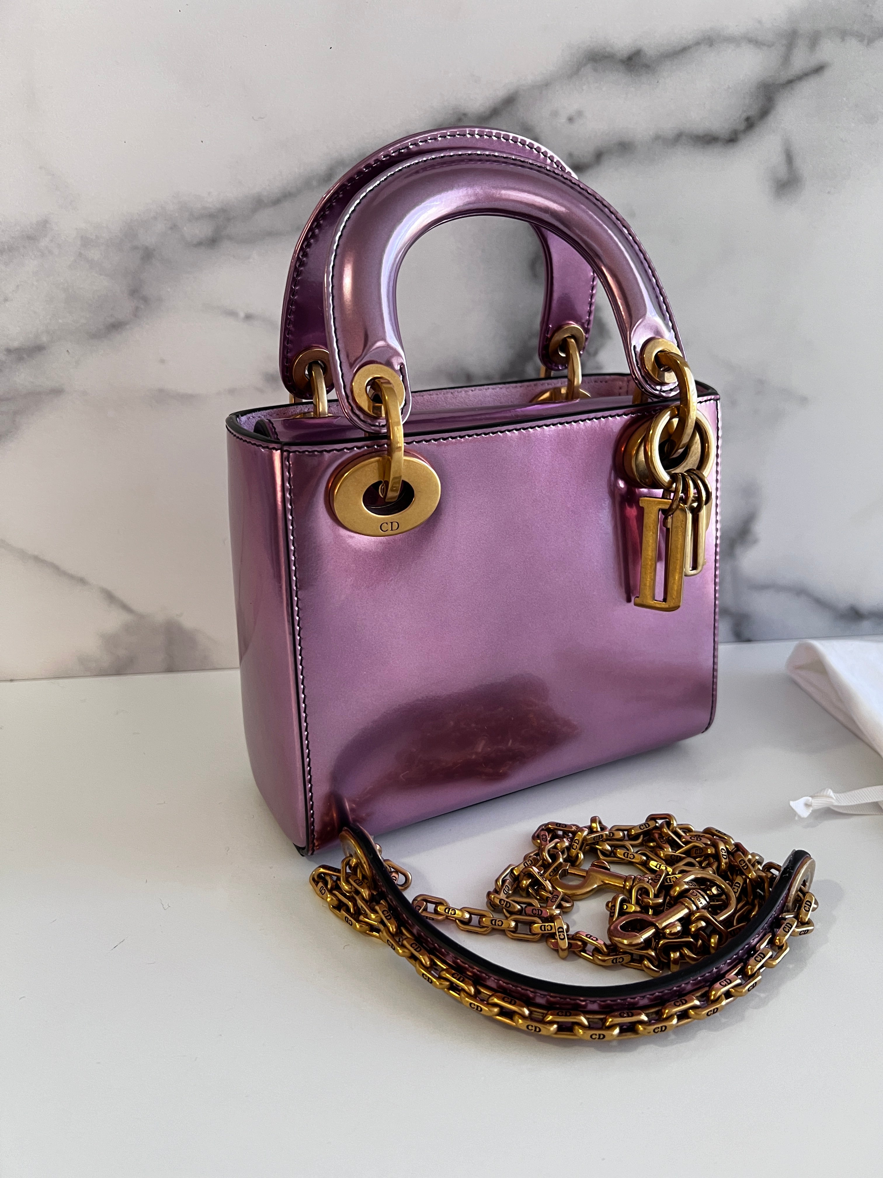 Dior Mini Metallic Lady Dior Bag - Luxury Crossbody Purse for Women | Perfect for Evening Parties, Weddings & Special Occasions