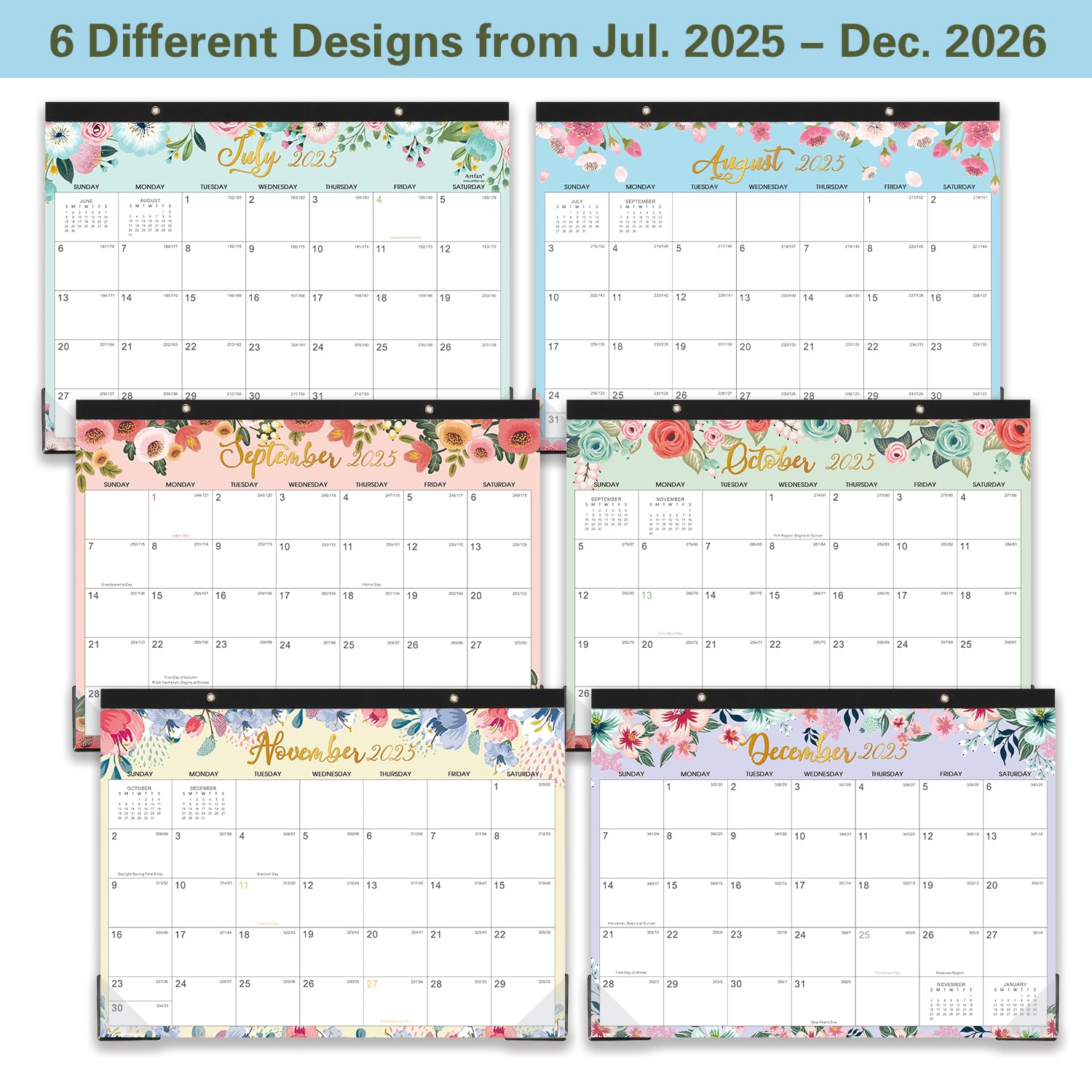 2025-2026 Desk Calendar (July 2025 - December 2026) - 18 Month Large Office Planner 14.6