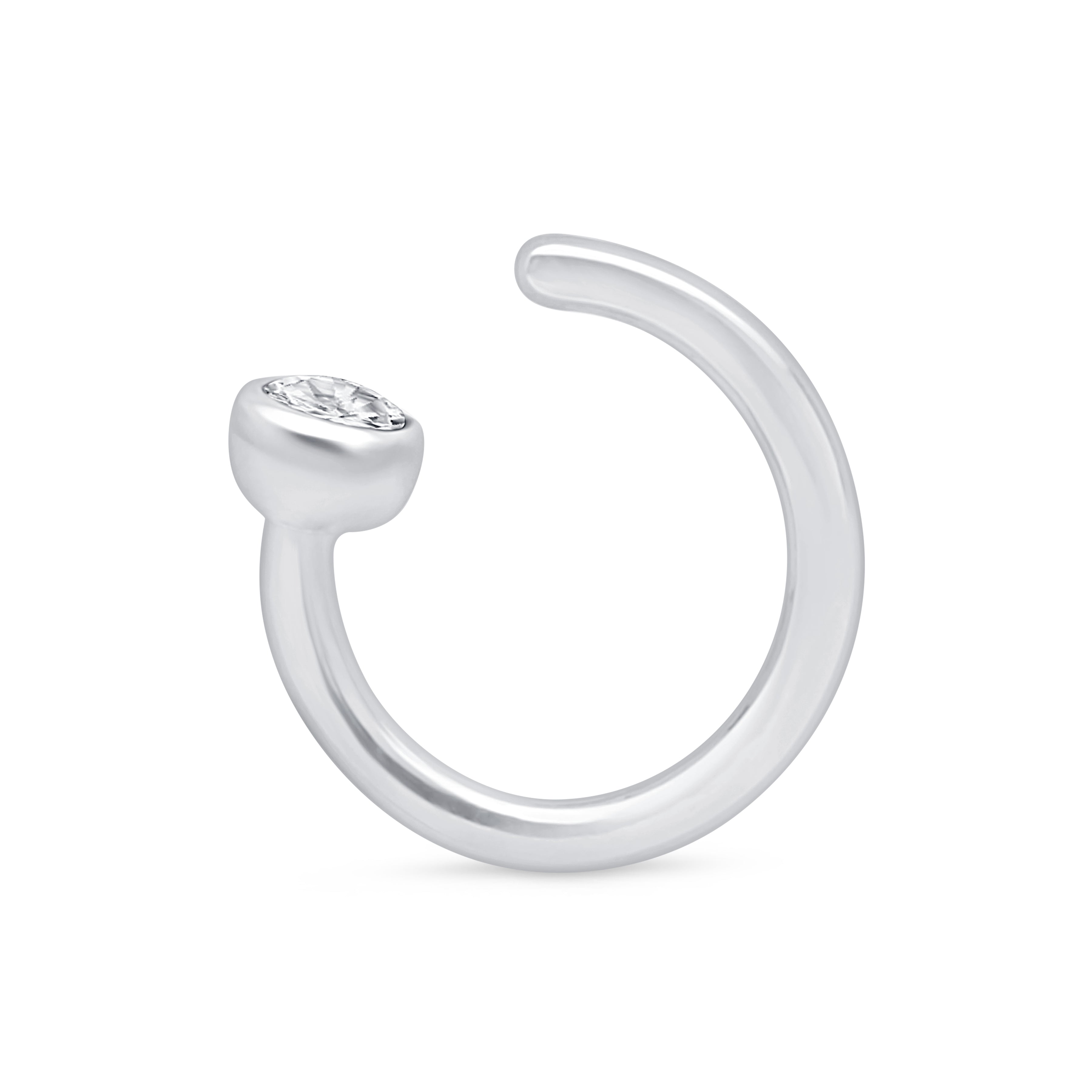 14K White Gold Cubic Zirconia Ear Cuff - Elegant Cartilage Hoop Earrings for Women | Perfect for Parties, Weddings & Everyday Wear