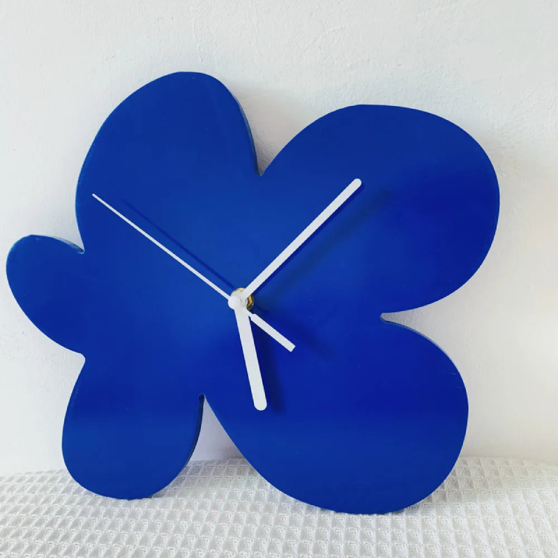Modern Klein Blue Geometric Wall Clock - Stylish Home & Office Decor for Living Room, Bedroom, or Workspace