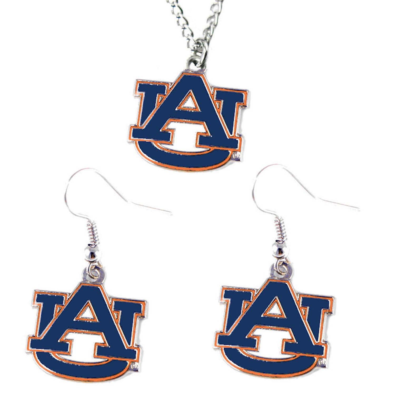 Auburn Tigers NCAA Logo Earrings and Pendant Set - Stylish Jewelry for Game Day, College Pride & Fan Gifts