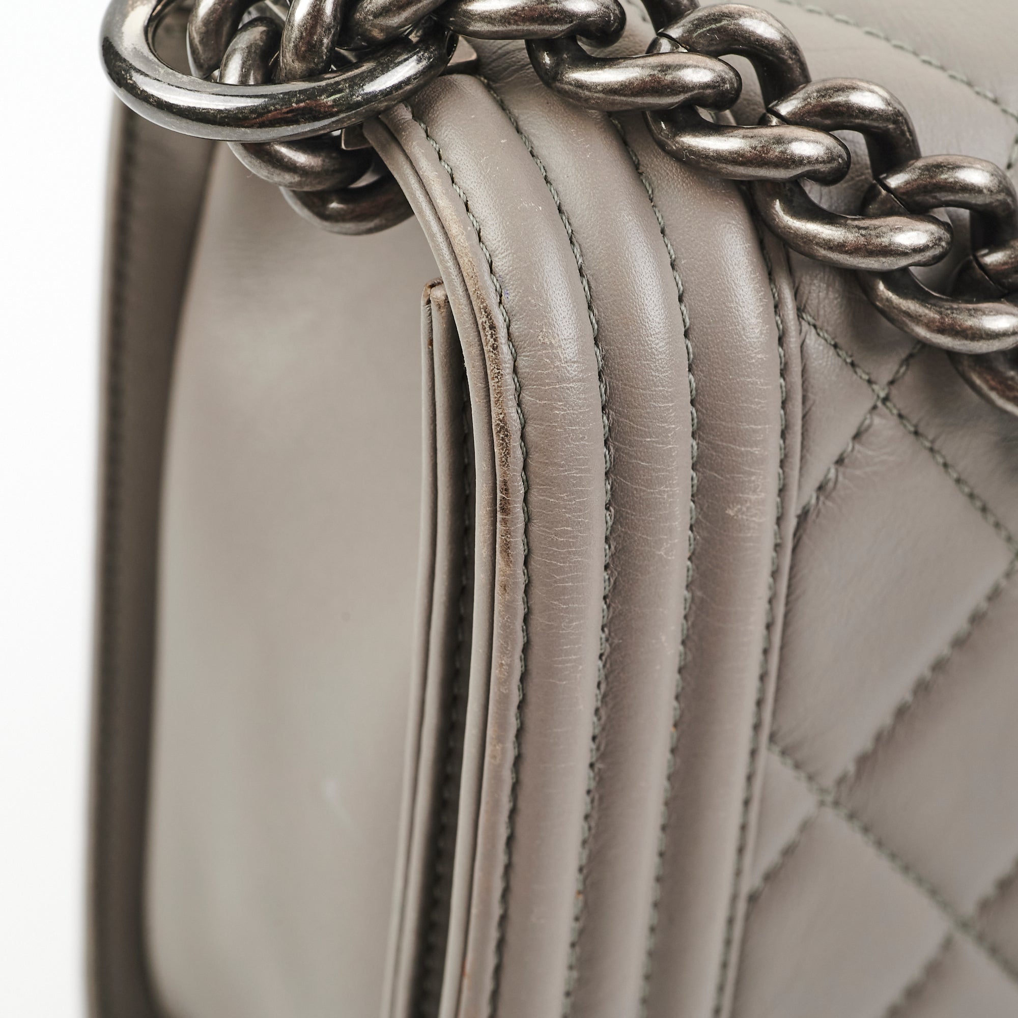 Chanel New Boy Lambskin Grey Leather Handbag - Luxury Designer Crossbody Bag for Women | Perfect for Evening Parties, Date Nights & Special Occasions