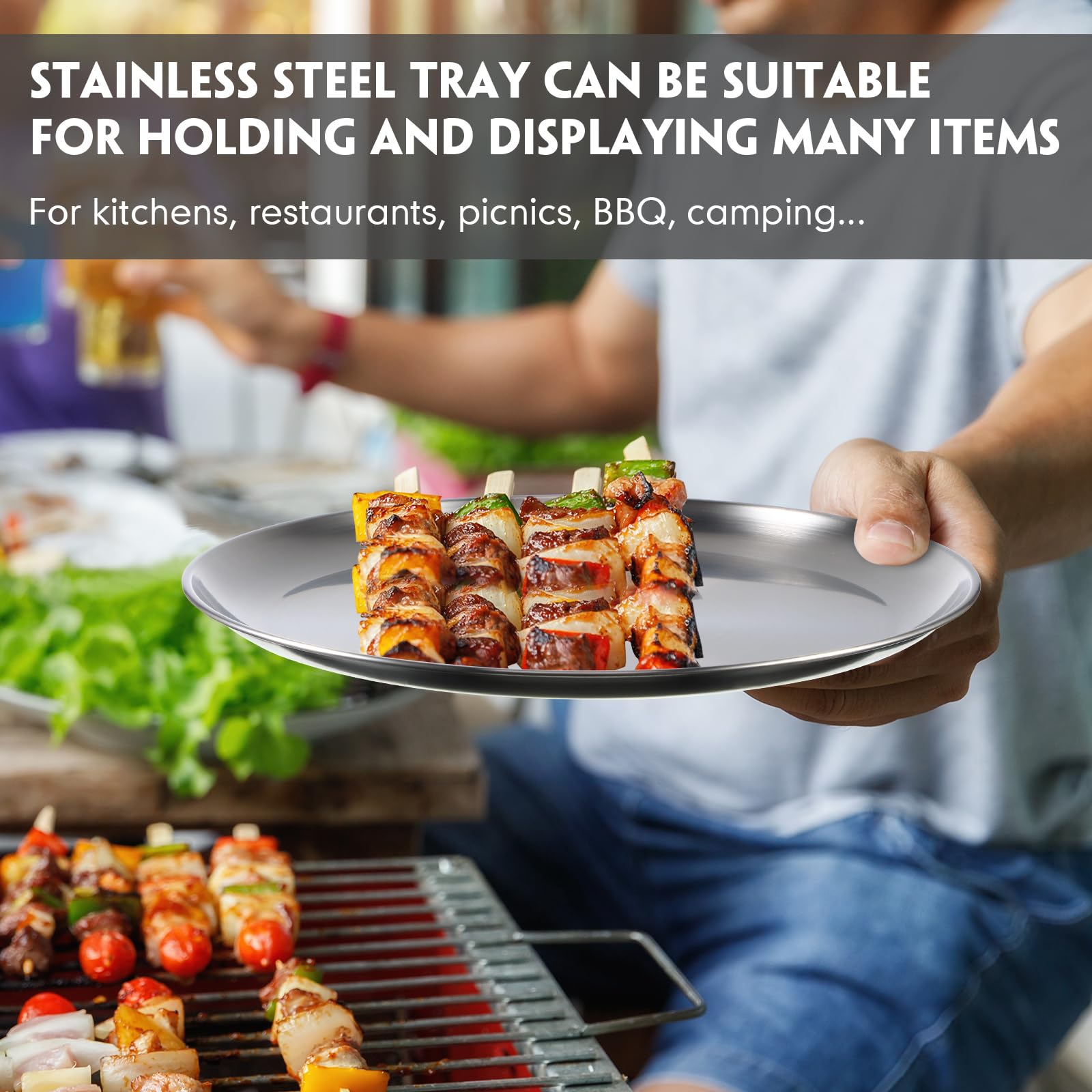 Thenshop 8-Piece 8-Inch Stainless Steel Pizza Pan Set - Round Baking Pans for Oven, Kitchen, Restaurant | Heavy Duty, Reusable & Easy Clean (Silver) | Perfect for Homemade Pizza, Cookies, Bread & Party Baking