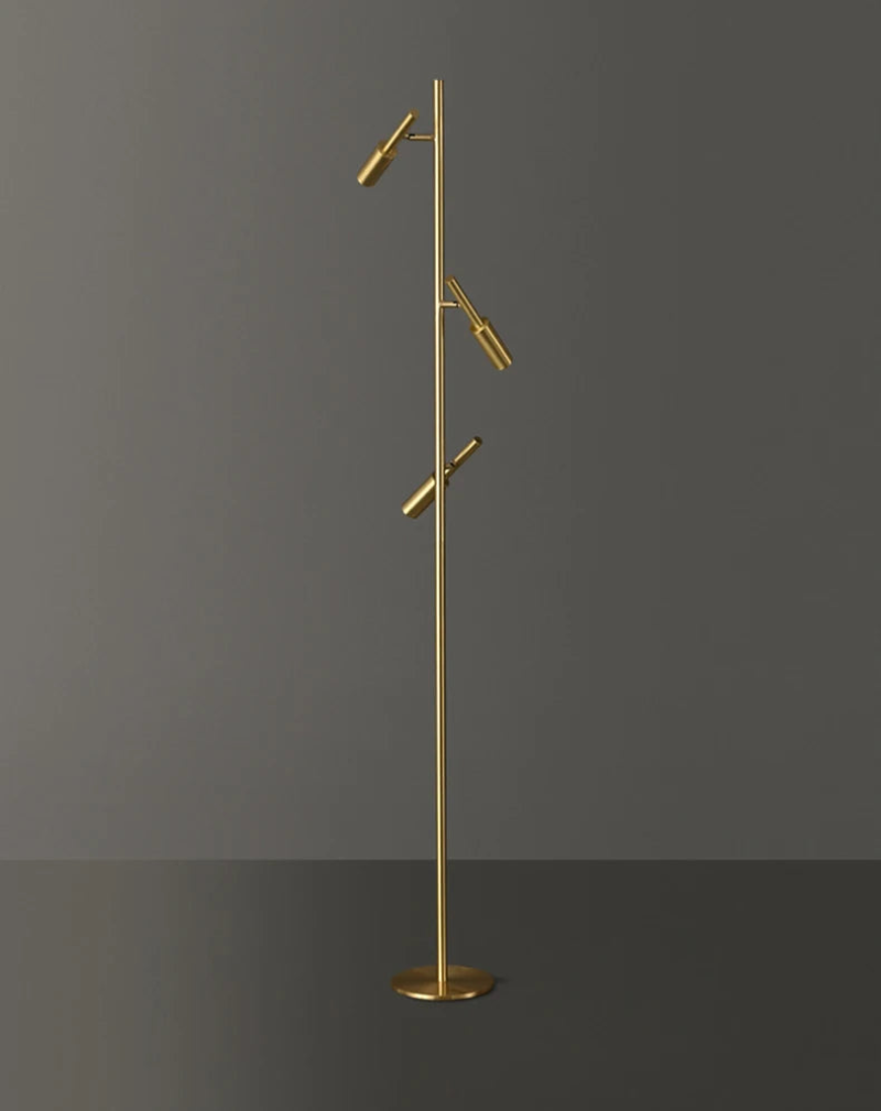 Brass Aura Adjustable Standing Lamp - Modern Floor Light for Living Room, Bedroom & Office - Dimmable Reading Light with Flexible Gooseneck Design