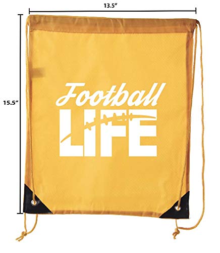 Premium Football Party Bags - 3PK Team Drawstring Backpacks for Sports Events, Birthday Parties & Tailgating | Durable Athletic Gold Cinch Sacks CA2500FOOTBALL S4 | Perfect for Game Day Celebrations, Team Giveaways & School Sports Events