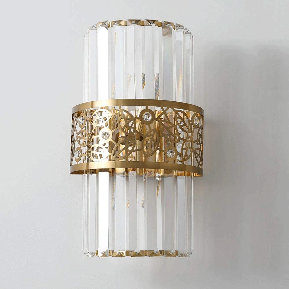 Postmodern Crystal Wall Lamps - Creative Bedside Night Light with Hollow Metal Decor, Modern Indoor Wall Fixture for Hallway, Living Room, Dining Room & Kitchen (E14 Lamp Holder) - Perfect for Bedroom Ambiance & Home Decor Lighting