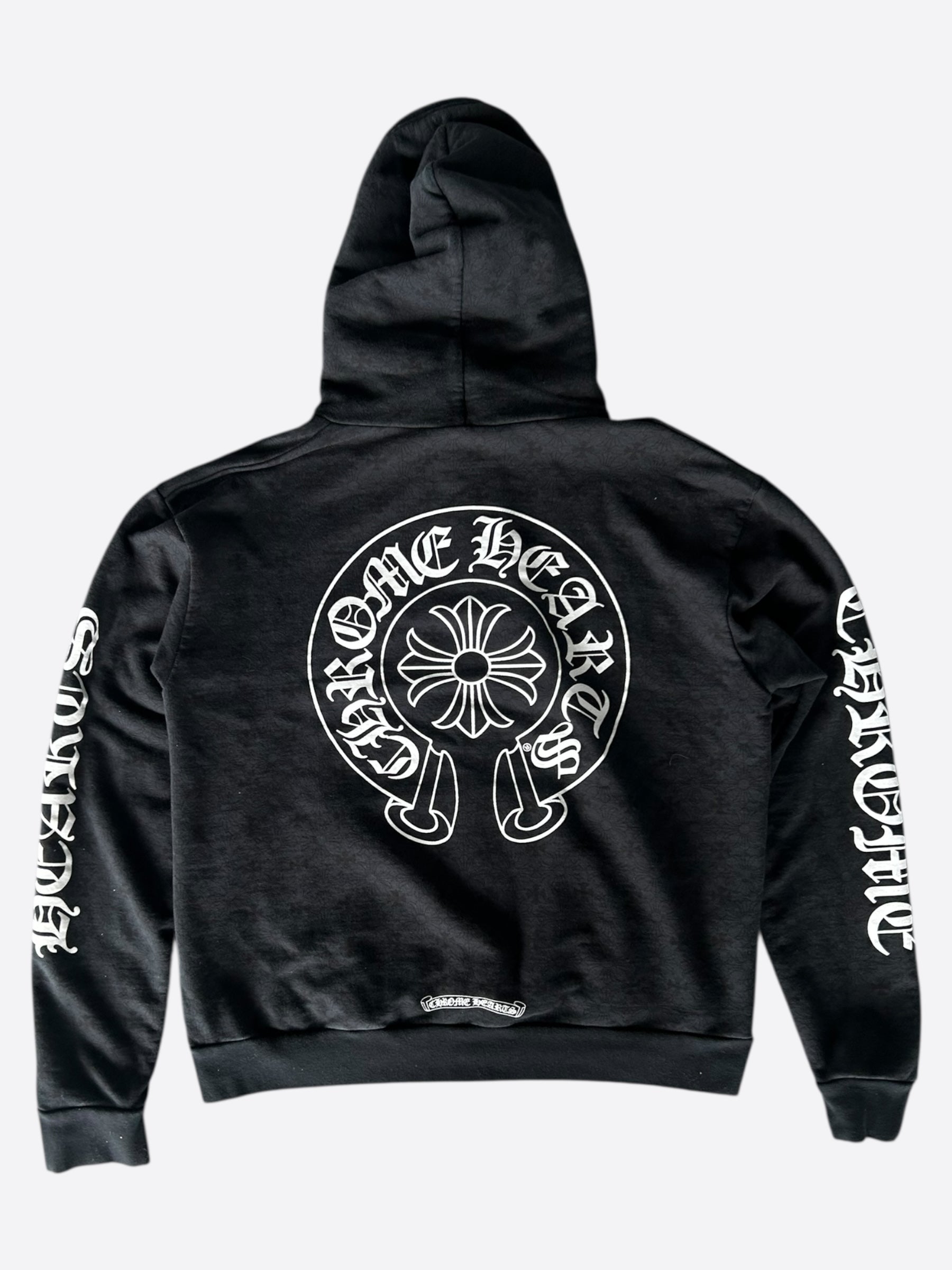 Chrome Hearts Black & White Cross Jacquard Horseshoe Logo Hoodie for Men & Women - Stylish Streetwear Fashion for Casual Outfits & Urban Lifestyle