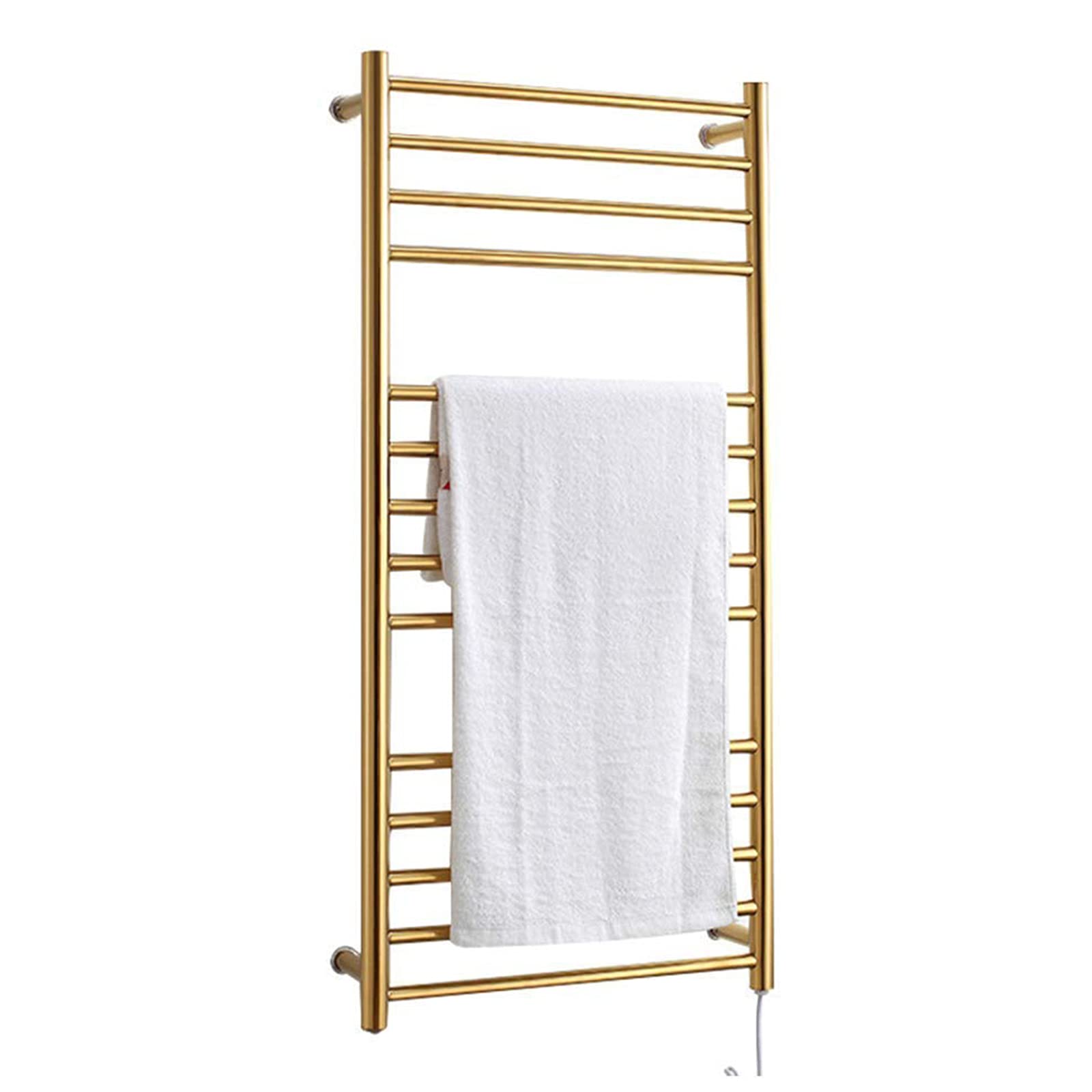 162W Electric Heated Towel Rack - 304 Stainless Steel Luxury Gold Towel Warmer for Bathroom - 14-Bar Wall Mounted Heated Towel Rail with Polished Finish - Perfect for Spa, Hotel & Home Use - Fast Drying & Warm Towels After Shower