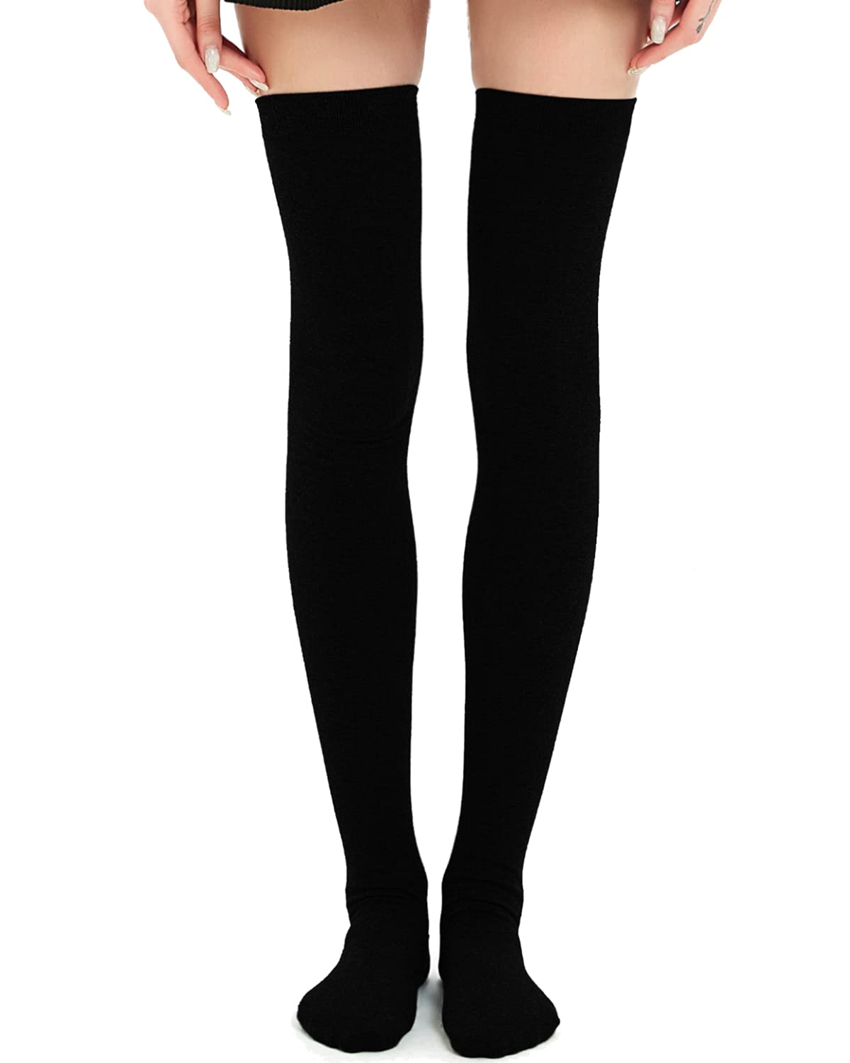 Kayhoma Women's Extra Long Cotton Striped Thigh High Socks - Over The Knee Socks for Women - Soft & Stretchy Comfort Socks for Fall, Winter, Boots & Fashion Outfits