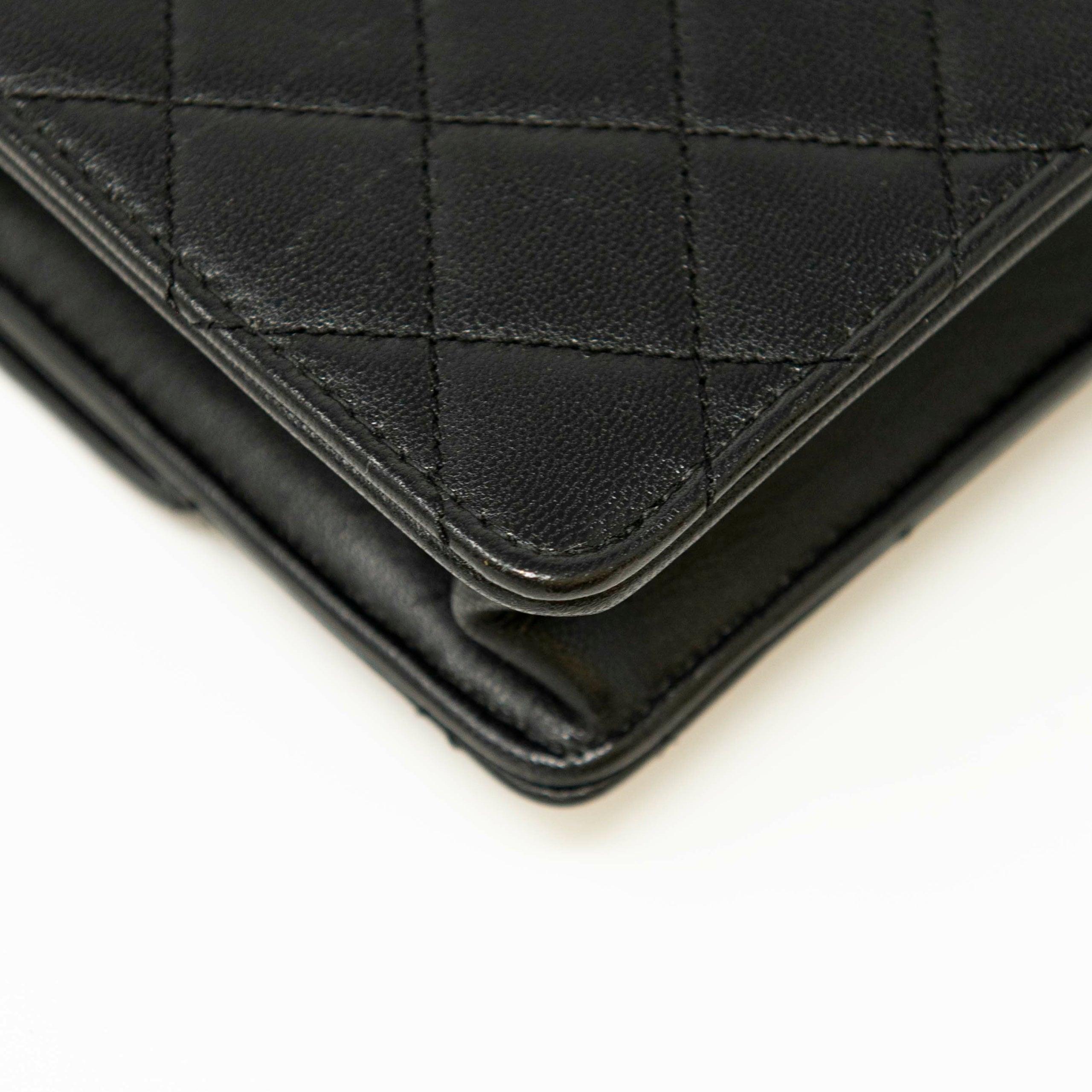 Chanel Black Lambskin Quilted Bag with Pearl CC Logo - Luxury Crossbody Flap Purse for Women, Perfect for Evening Parties & Date Nights