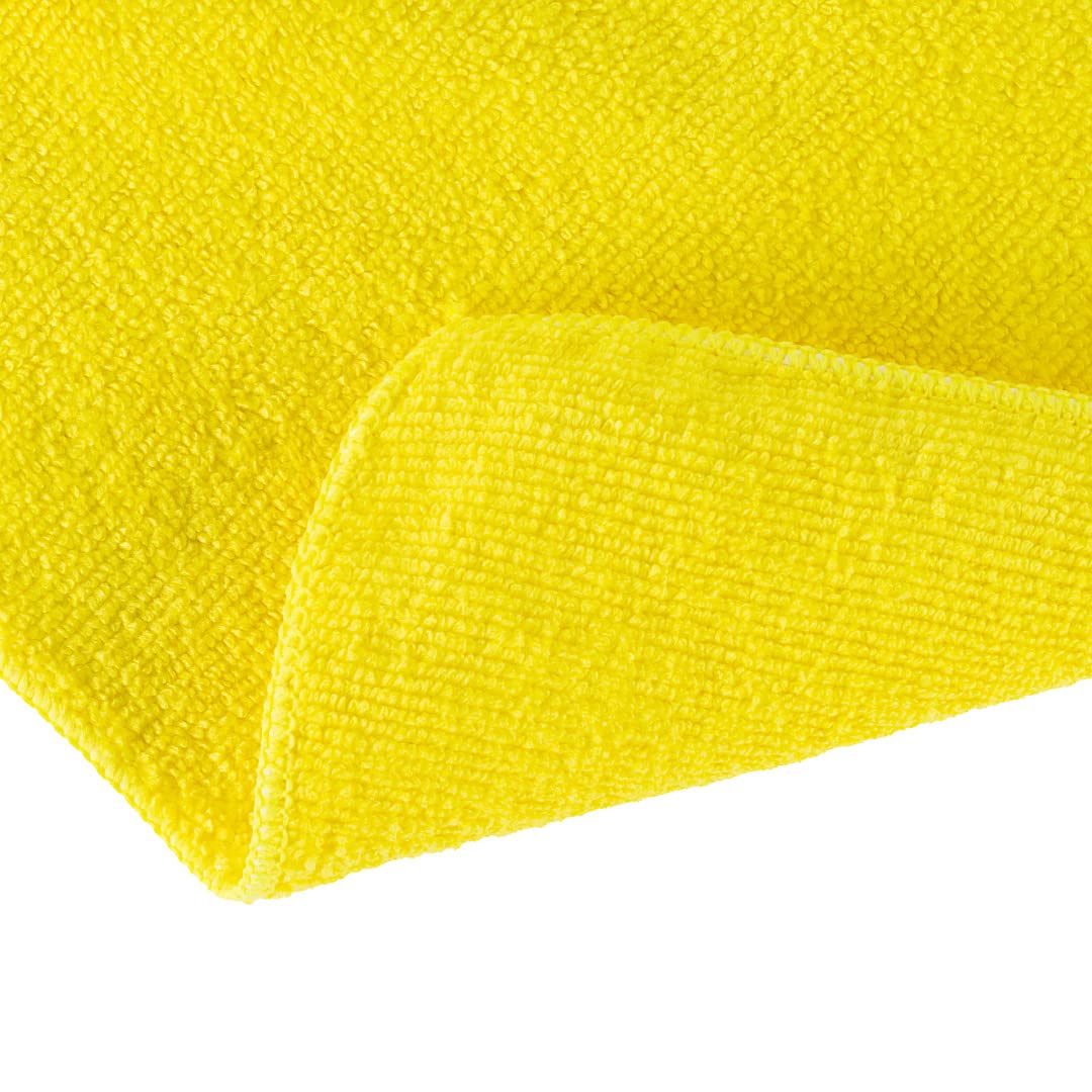 Restaurantware Clean Tek Professional 16x16 Inch Microfiber Cleaning Cloths - 100 Pack Lint-Free, Highly Absorbent, Non-Abrasive Yellow Reusable Towels for Kitchen, Restaurant, and Household Cleaning