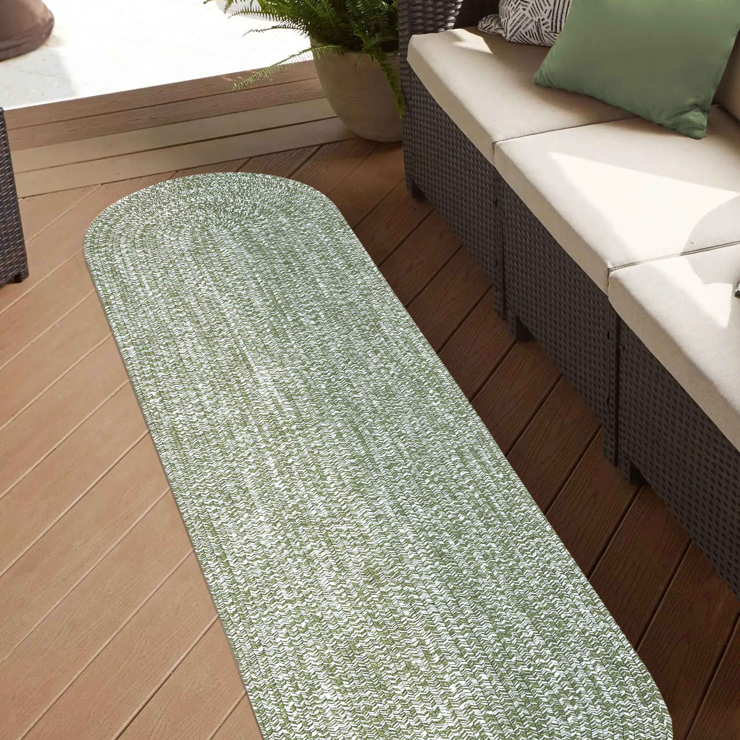 Reversible Braided Area Rug - Non-Slip Two Tone Indoor/Outdoor Rug for Living Room, Bedroom, Patio - Soft & Durable Home Decor