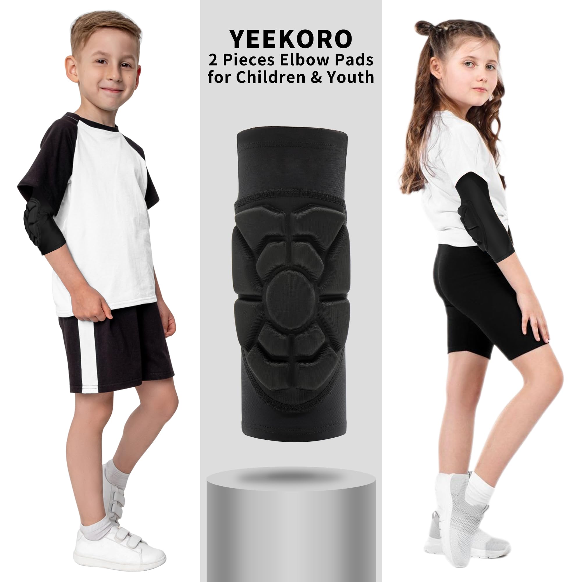 **Kids & Youth Knee & Elbow Pads Set - Thickened Compression Support Sleeves for Basketball, Football, Volleyball, Wrestling & Snowboarding - Protective Gear for Sports & Outdoor Activities**    *(Use for: Basketball practice, football training, volleyball games, wrestling matches, snowboarding adventures, and other high-impact sports to prevent injuries and provide joint support.)*