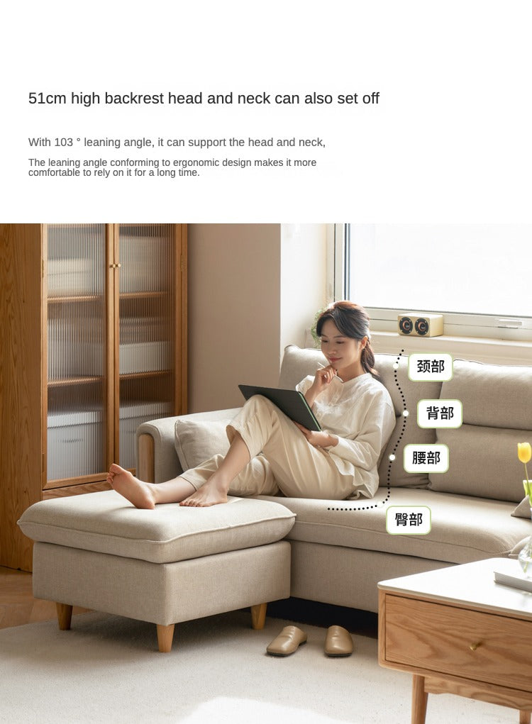 Premium Oak Solid Wood Luxury Fabric Sofa - Elegant & Durable Living Room Furniture for Home & Office Decor