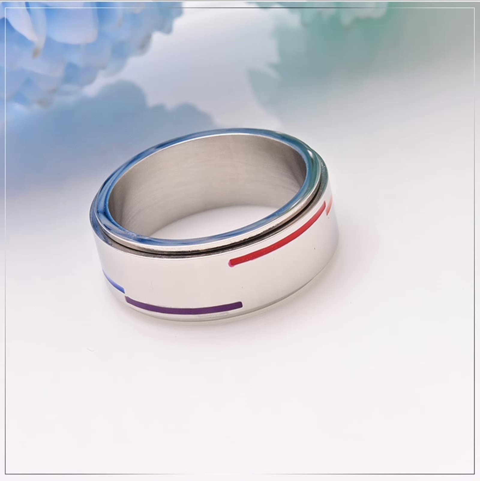 **Elegant Fidget Rings for Women & Men - Stainless Steel Engagement Rings with High Polish Epoxy Lines - Perfect for Stress Relief, Anxiety, and Everyday Wear**