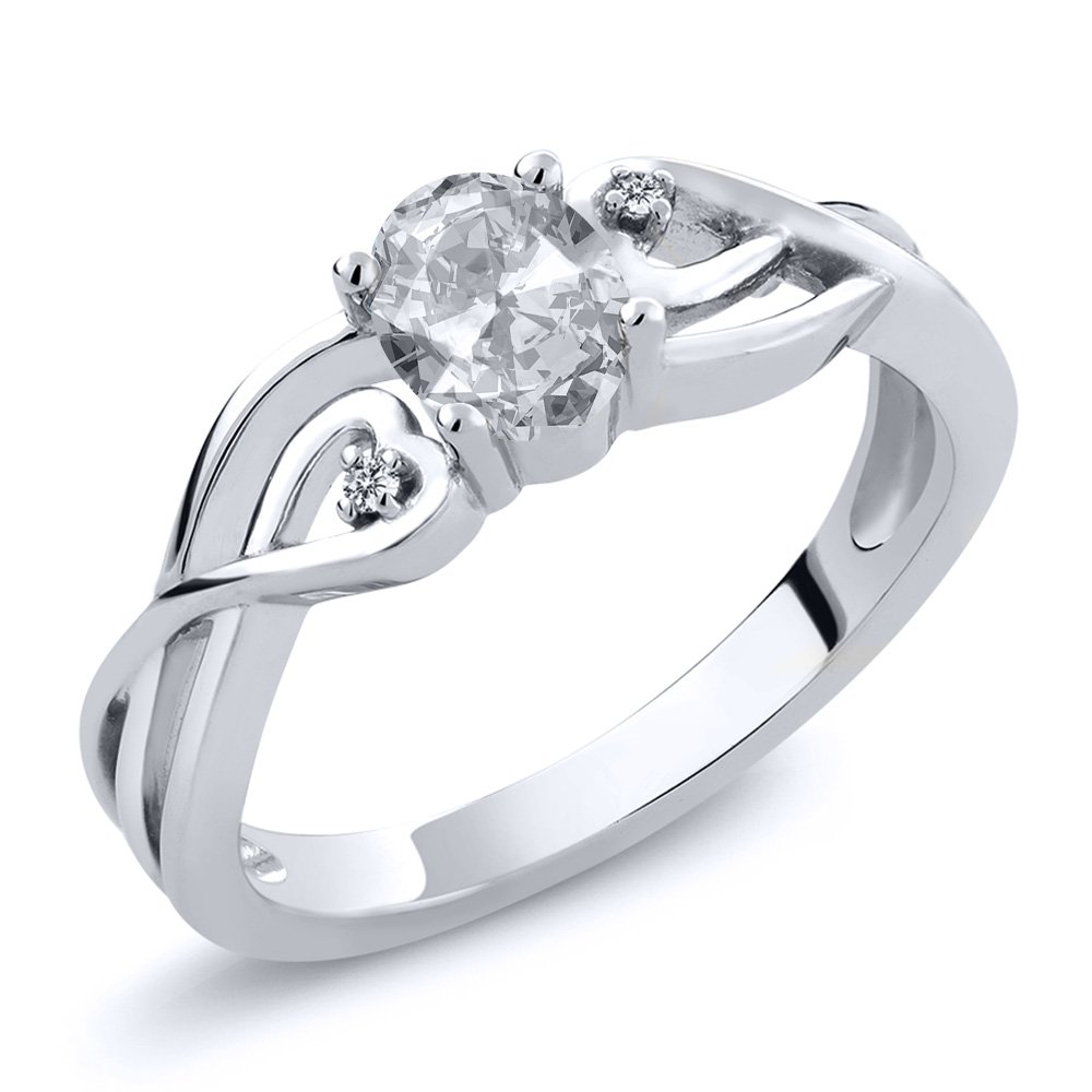0.51 Ct Oval White Topaz & Lab-Grown Diamond 925 Sterling Silver Ring for Women | Elegant Wedding, Engagement & Everyday Jewelry Gift
