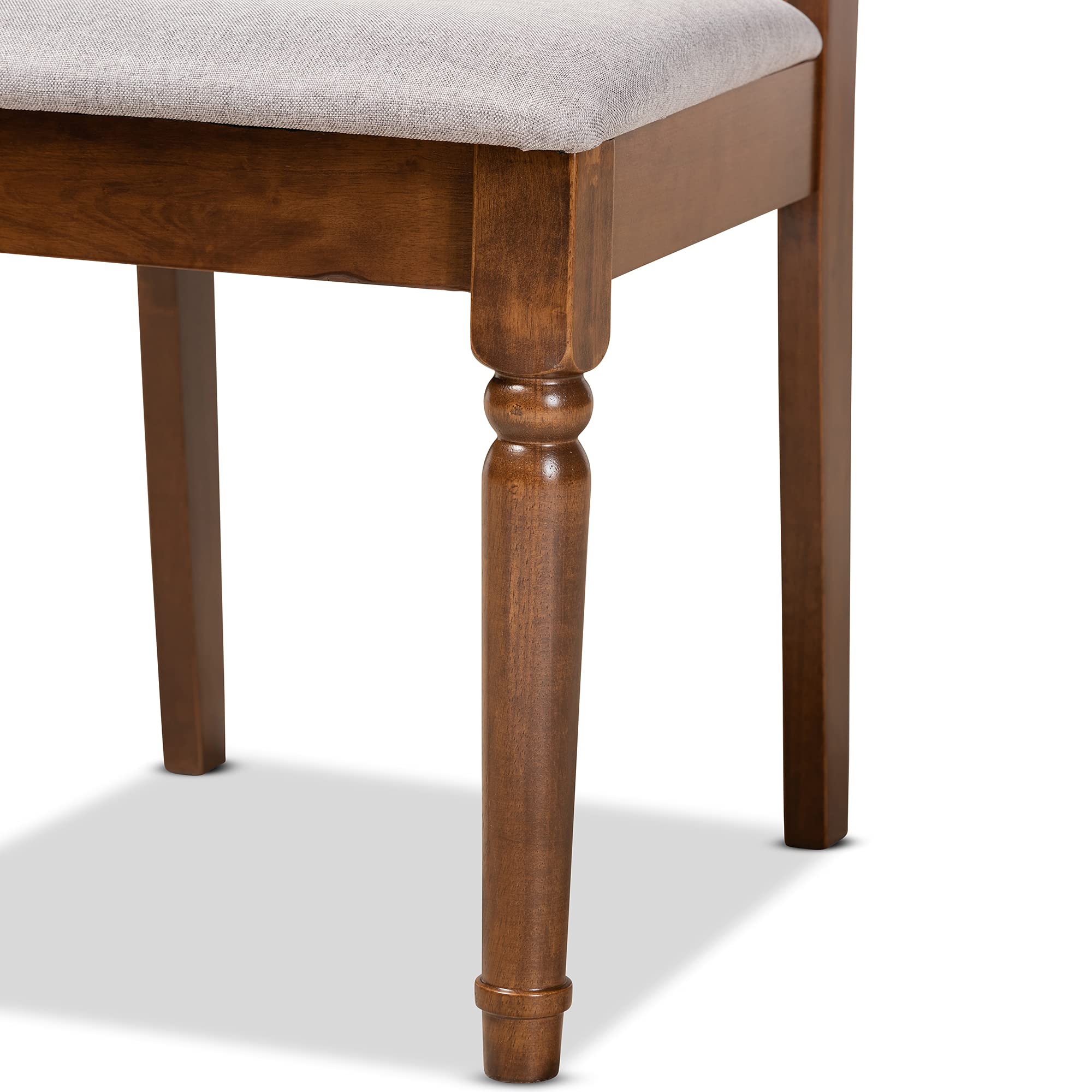 Baxton Studio Cherese 5-Piece Wood Dining Set - Grey Fabric Upholstered Chairs with Walnut Brown Finish | Perfect for Small Spaces, Apartments & Modern Dining Rooms
