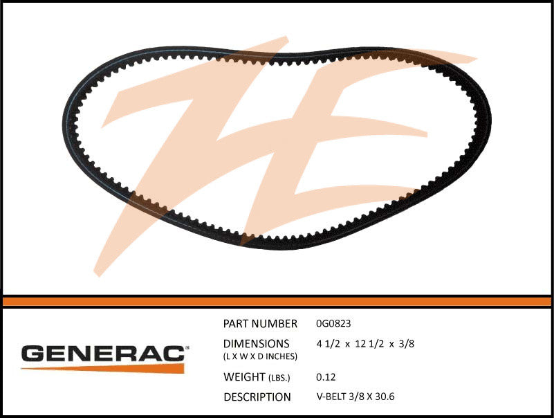Generac 0G0823 V Belt 3/8