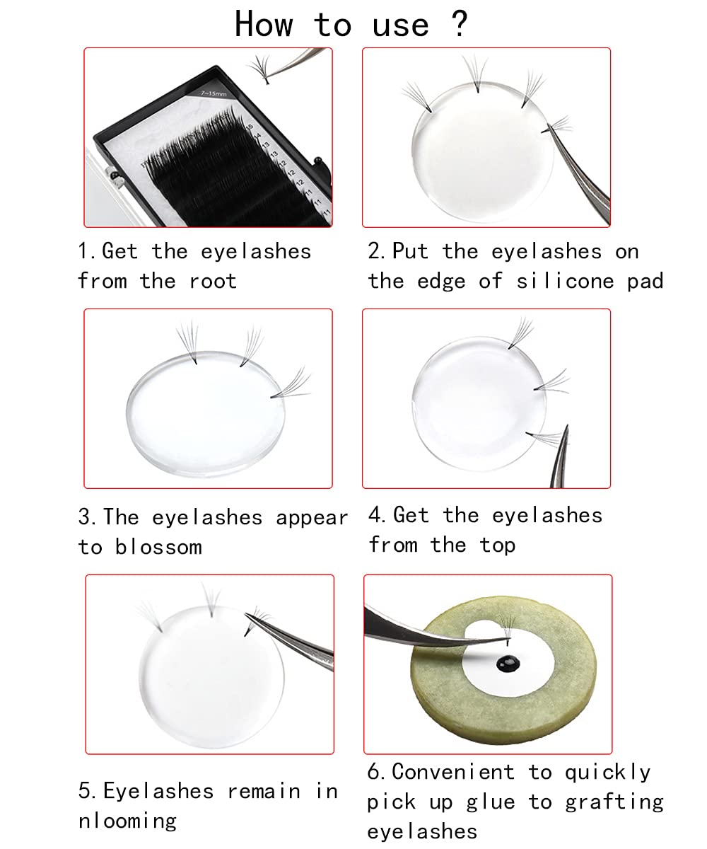 12 Pcs Silicone Lash Pad for Eyelash Extensions - False Eyelash Grafting Tool, Fan Lash Holder for Beginners - Easy Volume Lashes Application - Perfect for Salon & Home Use