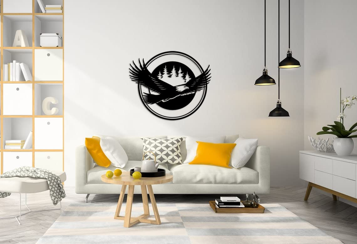 Lymnaraa Eagle Metal Wall Art Decor - 16×16 Inch Rustic Farmhouse Animal Sculpture for Cabin, Living Room & Office - Nature-Inspired Home Decor & Unique Housewarming Gift