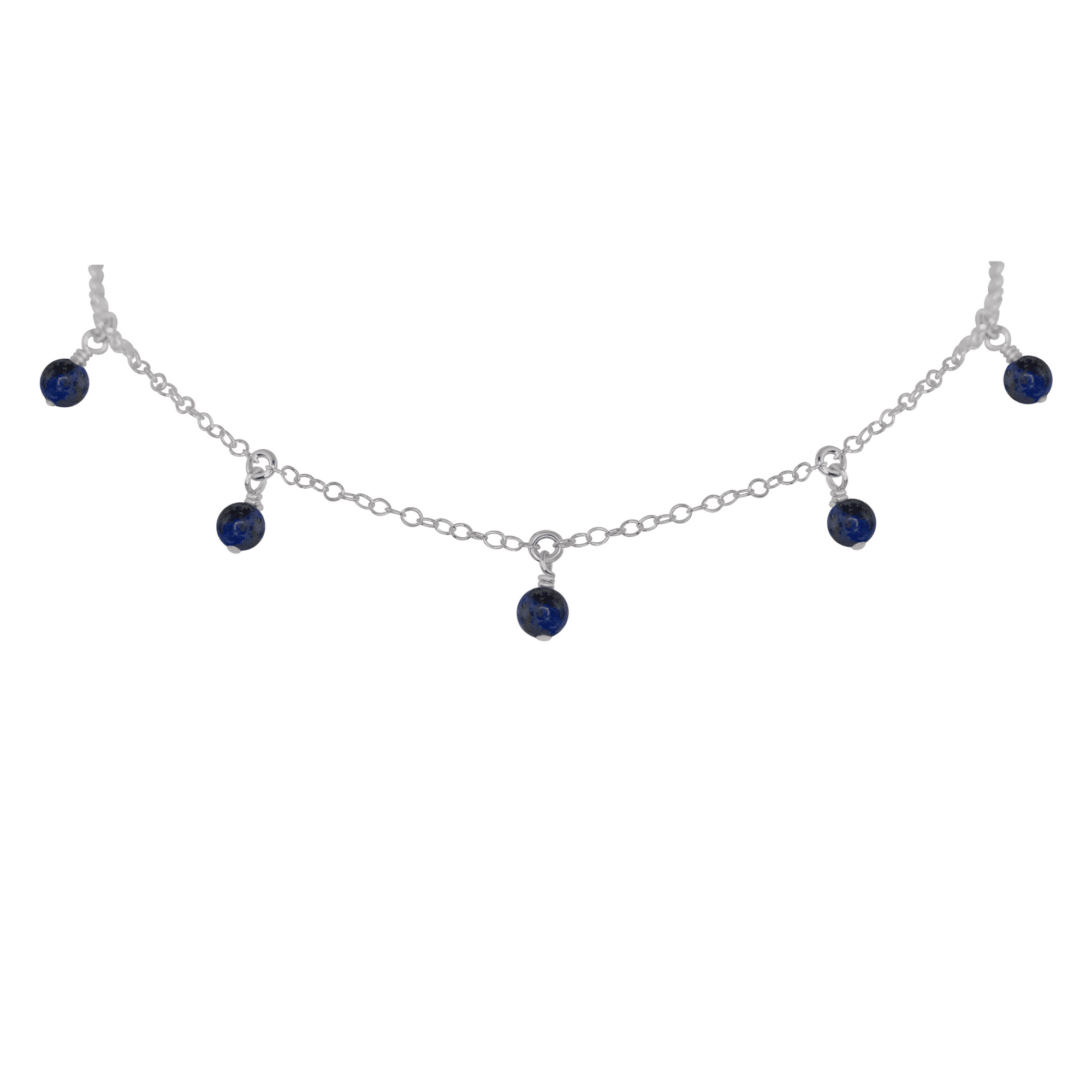 Elegant Sapphire Bead Drop Choker Necklace – Dainty Blue Gemstone Jewelry for Women | Perfect for Weddings, Parties & Date Nights