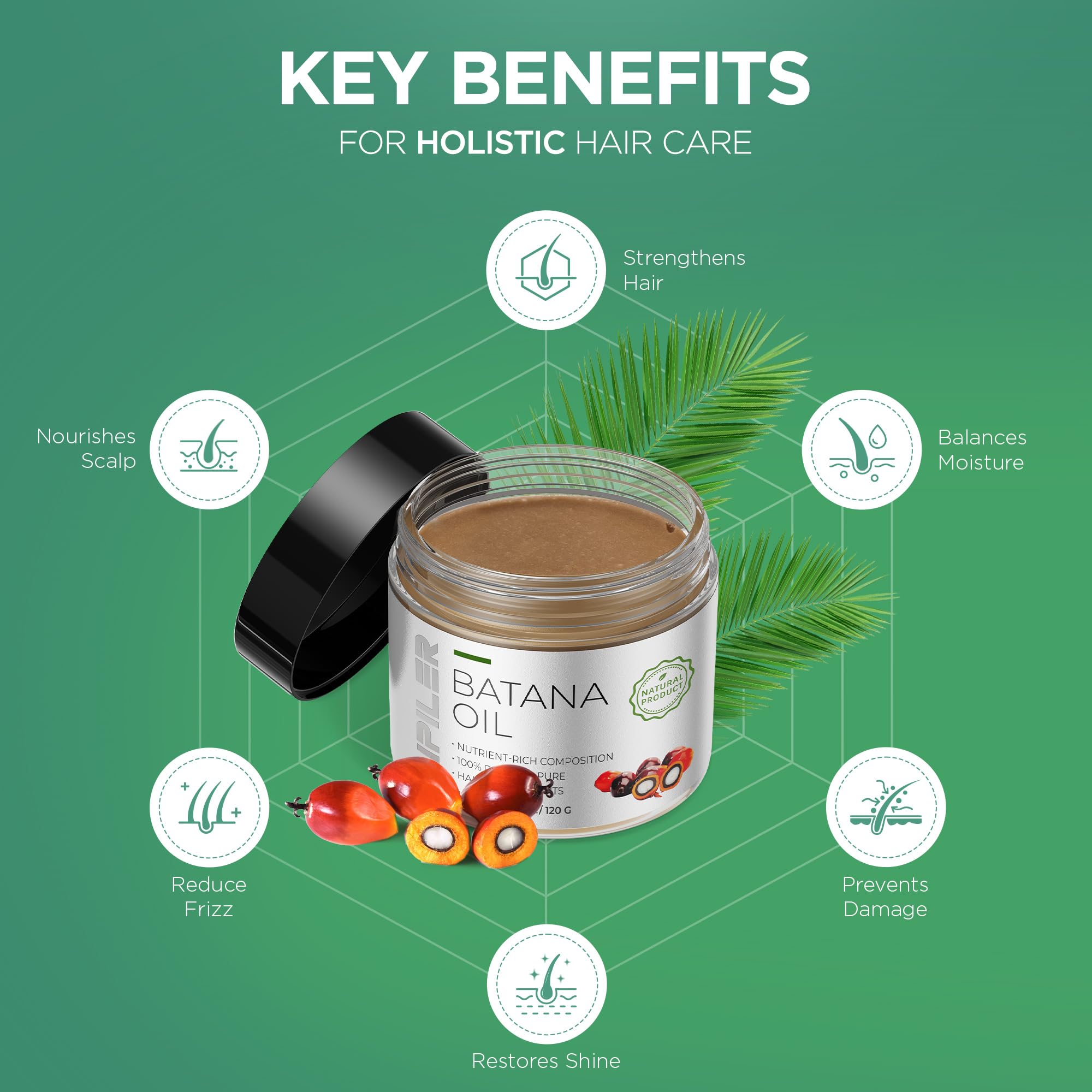 100% Pure Raw Batana Oil from Honduras - Unrefined Hair Growth Treatment for Men & Women | Promotes Thicker, Healthier Hair | 4.23 oz | Ideal for Daily Scalp Massage & Natural Hair Care Routine