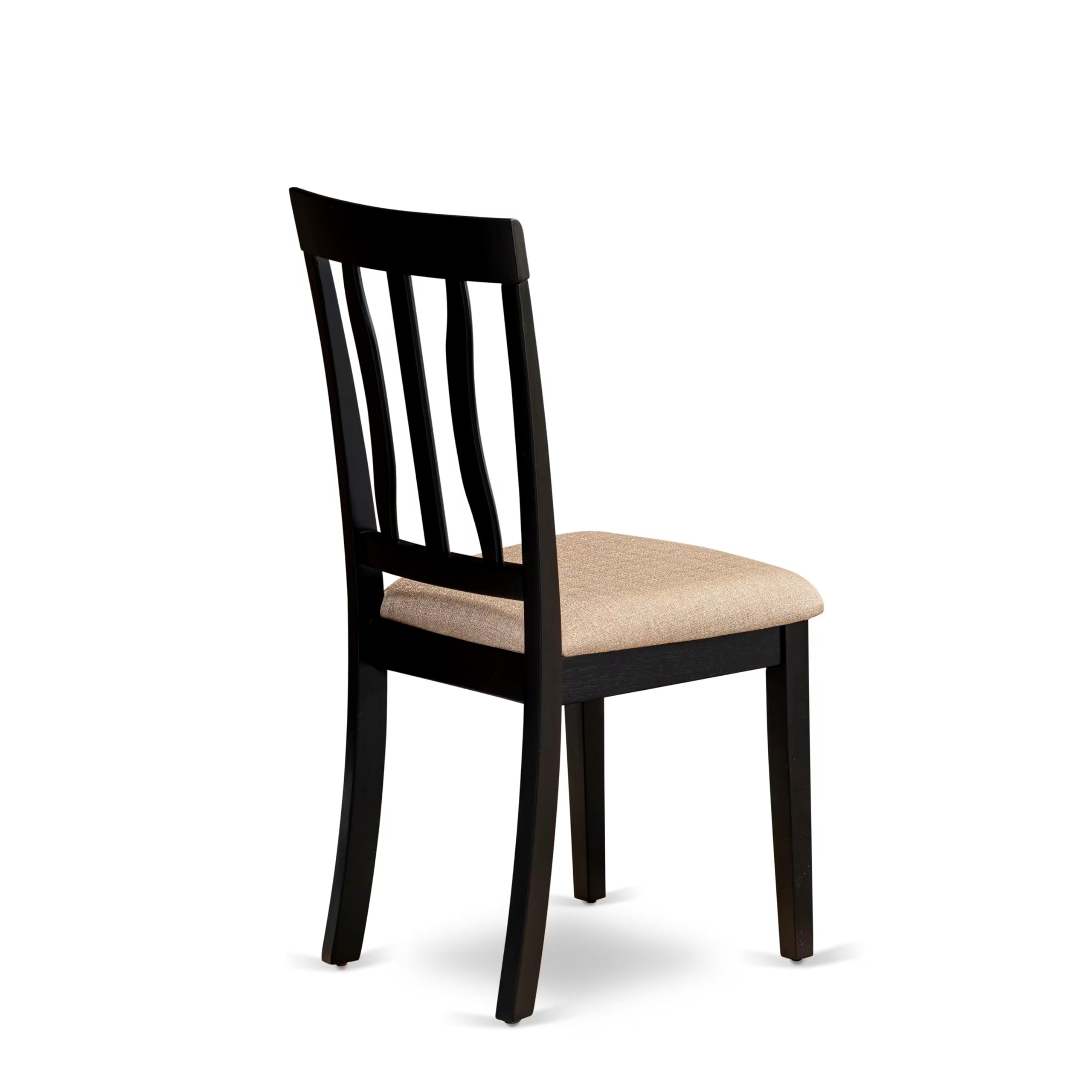 East West Furniture SHAN3-BLK-C 3-Piece Round Dining Set with Pedestal Table & 2 Fabric Chairs, 42x42 Inch, Black - Perfect for Small Kitchen, Breakfast Nook or Apartment Dining Area
