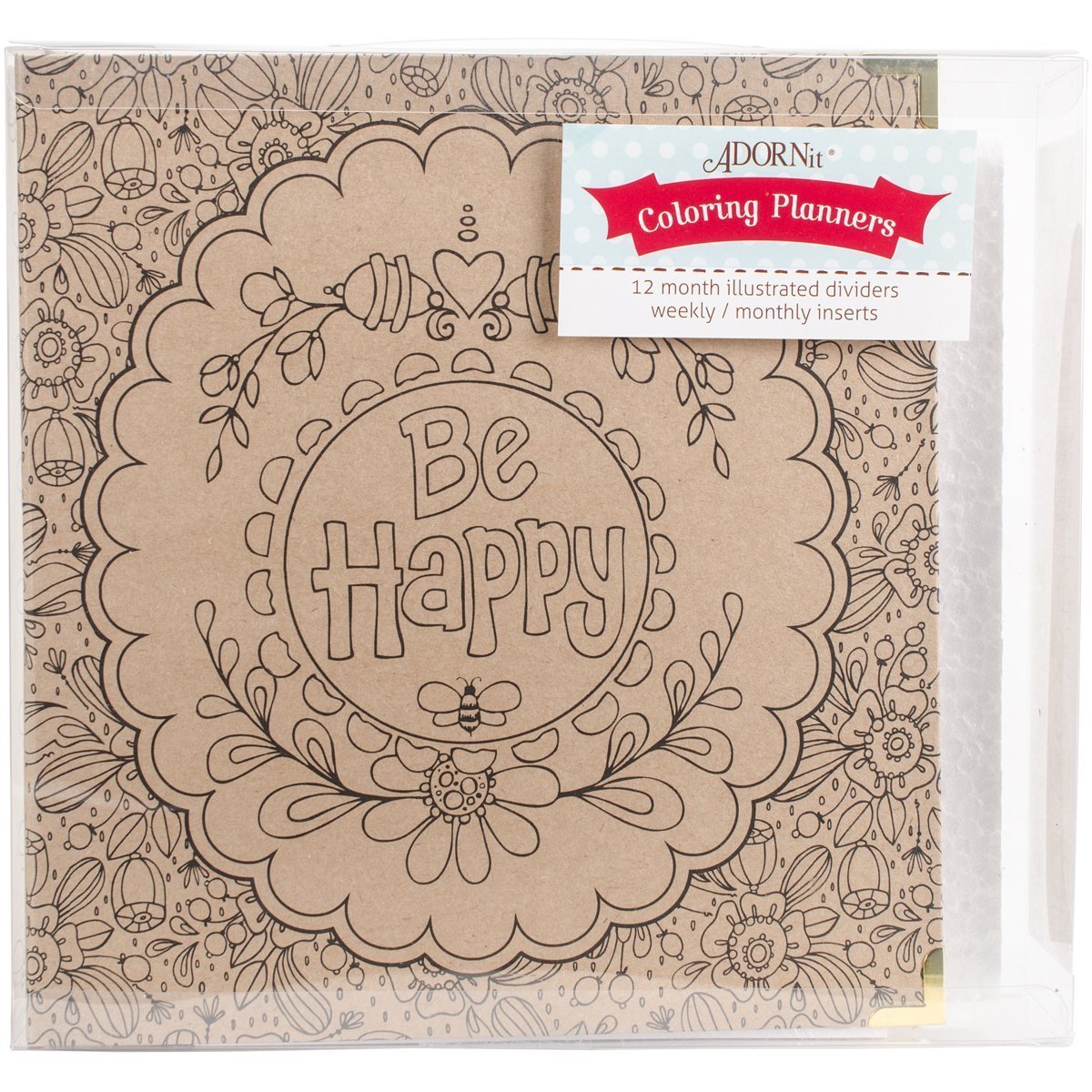Art Play Kraft 3-Ring Binder Planner - Be Happy Brown | Durable A5 Organizer for School, Office & Home | Perfect for Students, Teachers & Professionals