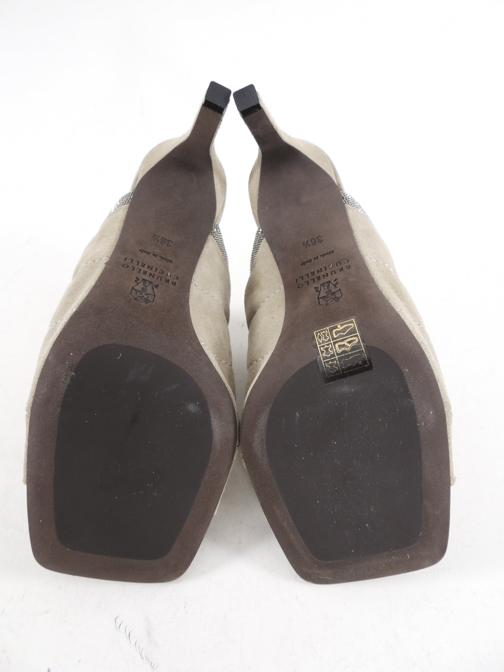 Brunello Cucinelli Grey Suede Padded Monili Mule Sandals - Women's Size 36.5/37 EU (5.5/6 US) - Comfortable Luxury Slide Sandals for Summer, Beach & Casual Outings
