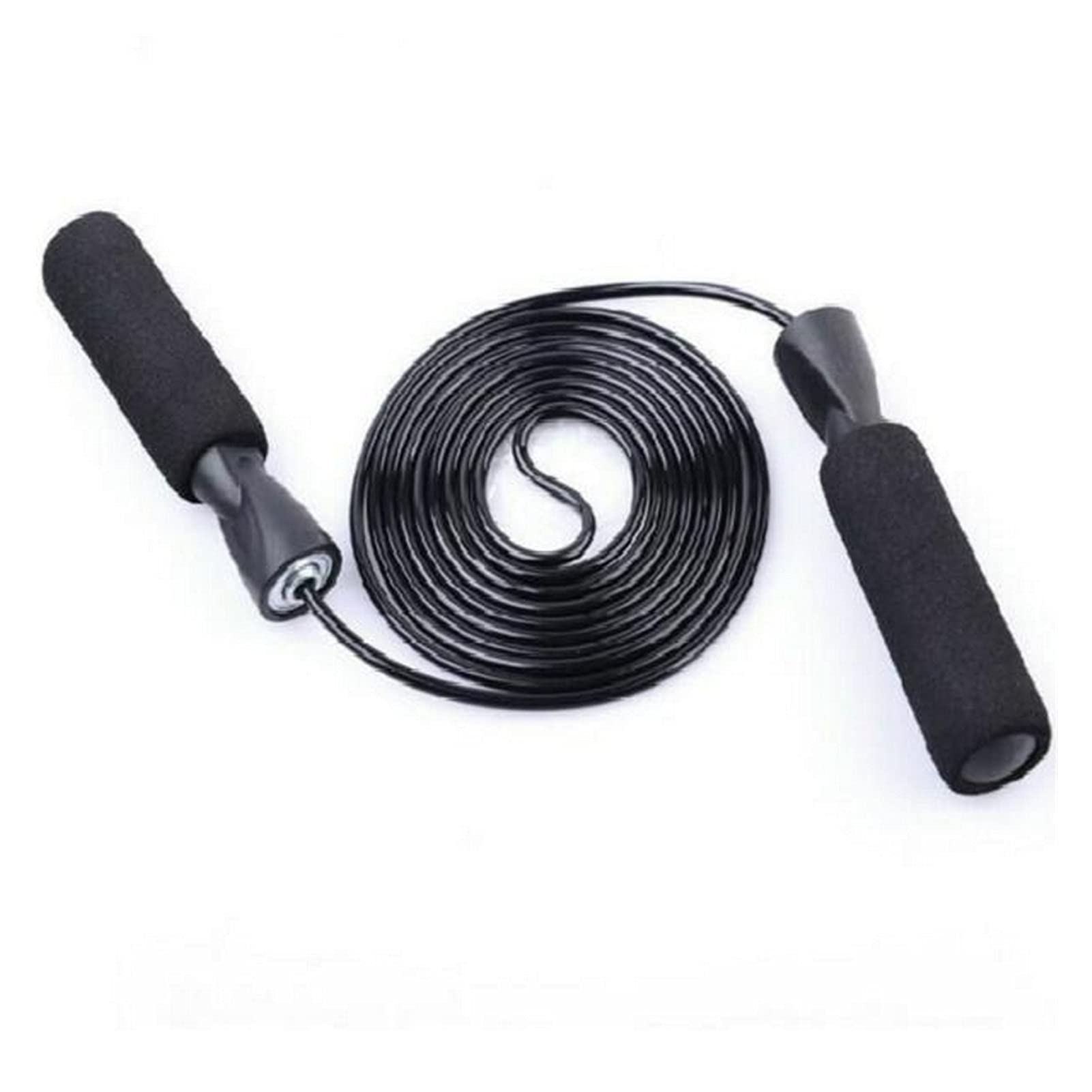 Adjustable Speed Jump Rope with Smooth Bearings - Black Fitness Skipping Rope for Boxing, Aerobic Exercise & Cardio Workouts - Perfect for Home Gym, Cross Training & Weight Loss