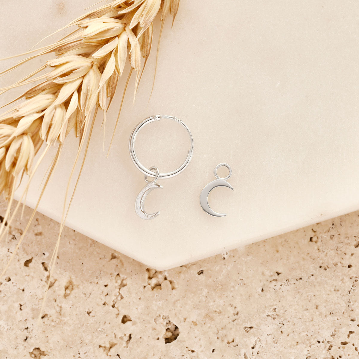 Moon Crescent Ear Charms - Dainty Silver Moon Earrings for Women, Hypoallergenic Pierced Jewelry - Perfect for Everyday Wear, Date Nights & Boho Fashion