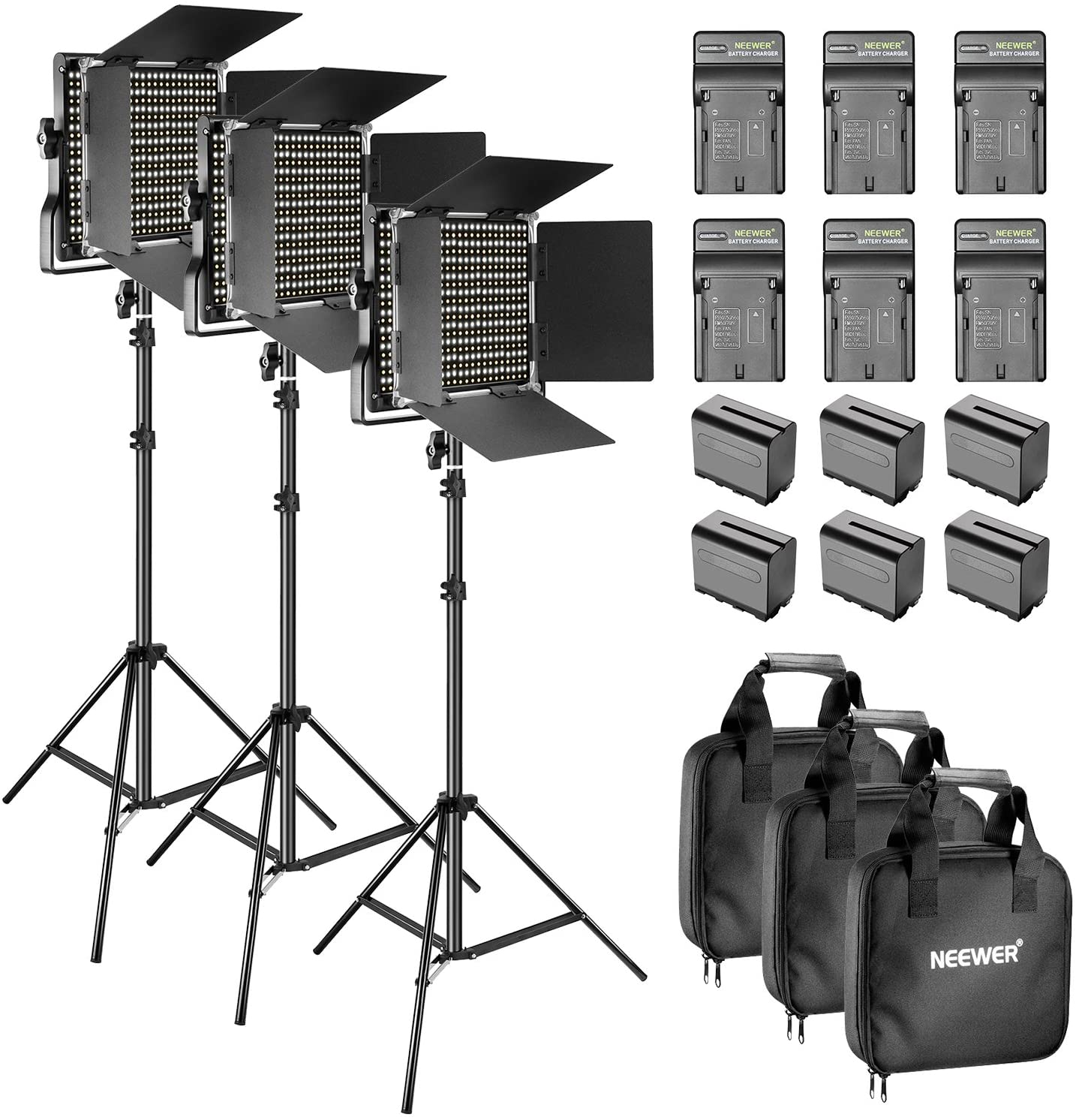 Neewer SNL660 Bi-Color LED Light Panel Kit (3-Pack) - Professional Studio Lighting for Photography, Videography & YouTube Content Creation