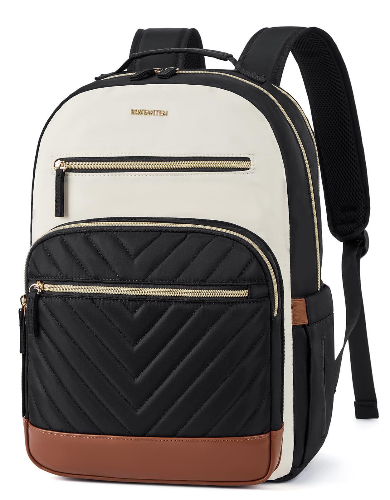 BOSTANTEN 15.6 Inch Women's Laptop Backpack - Stylish College Teacher Computer Bag, Travel Backpack Purse in Brown & Black for Work, School, and Daily Commute