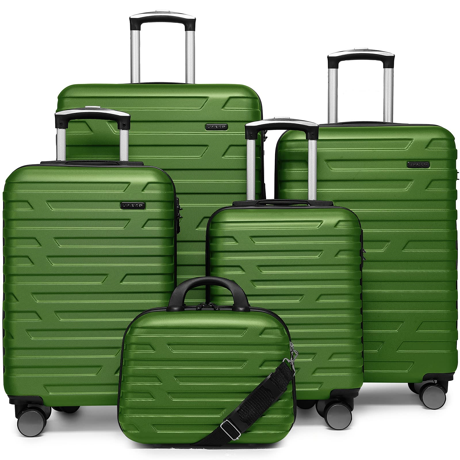 5-Piece Lavender Hardside Expandable Luggage Set for Women with TSA Lock & Wheels - Lightweight Travel Suitcase Carry-On Set Includes Cosmetic Case (Army Green) - Perfect for Air Travel, Vacation & Business Trips