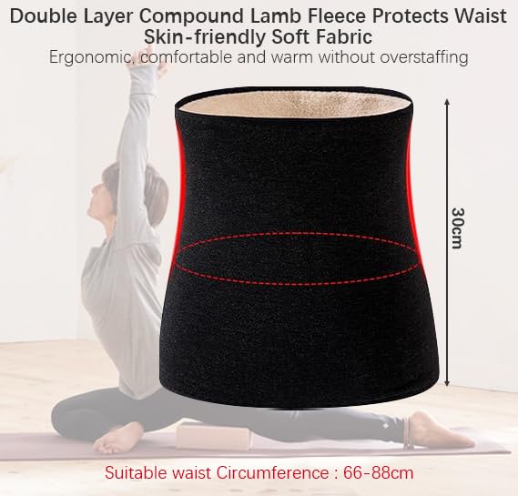 Premium Winter Cashmere Waist Warmer Belt - Thermal Kidney & Back Support for Pain Relief - Soft Wool Loin & Abdominal Binder - Ideal for Cold Weather, Office Work & Back Pain Comfort
