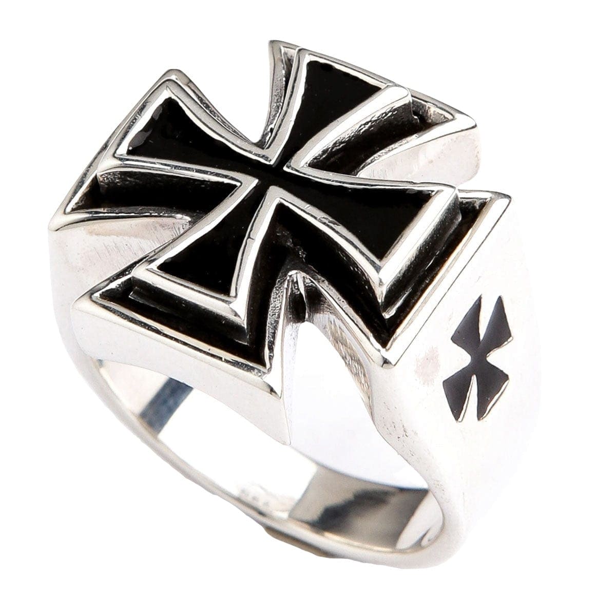 Men's Iron Cross Sterling Silver Biker Ring - Gothic Punk Jewelry for Motorcycle Riders & Rock Music Fans - Perfect for Biker Events, Concerts & Everyday Wear