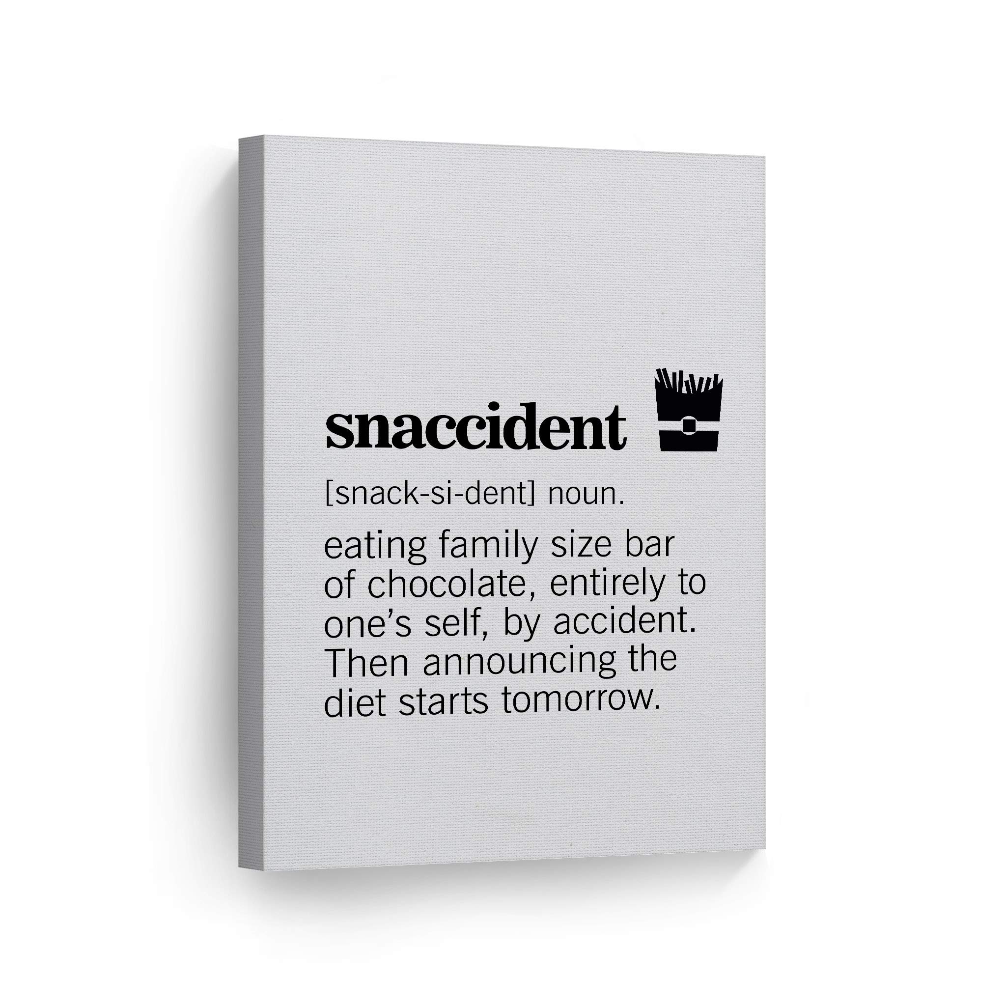 Funny Snaccident Definition Canvas Wall Art - Kitchen & Dining Room Decor, Farmhouse Style, Modern Housewarming Gift (36x24 Inch) | Perfect for Restaurants, Cafes & Home Decor